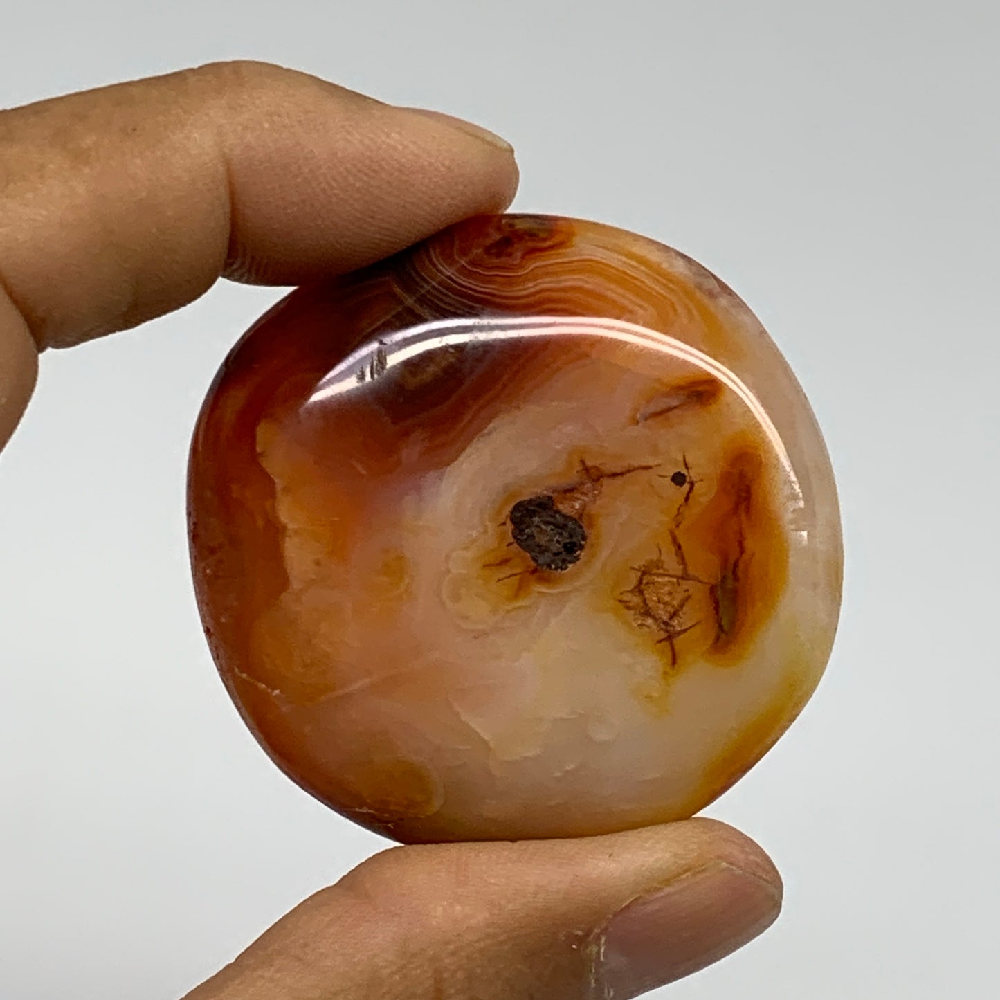 175.6g, 1.8"-2.1", 3pcs, Red Carnelian Palm-Stone Gem Crystal Polished, B37622