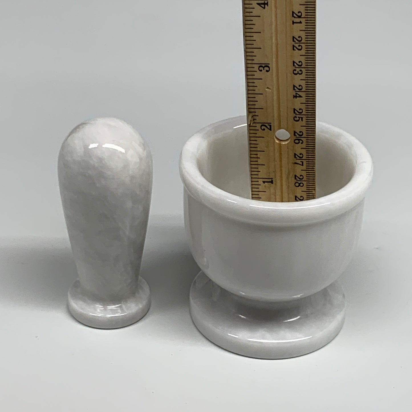 1.34 lbs, 3"x3", Natural Marble Crystal Pestle and Mortar Handmade, B32568