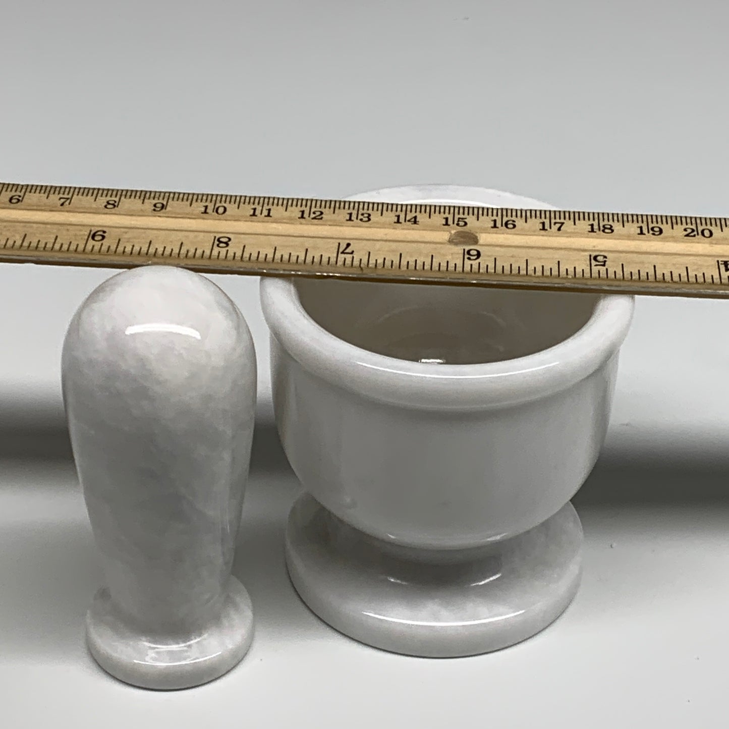 1.34 lbs, 3"x3", Natural Marble Crystal Pestle and Mortar Handmade, B32568