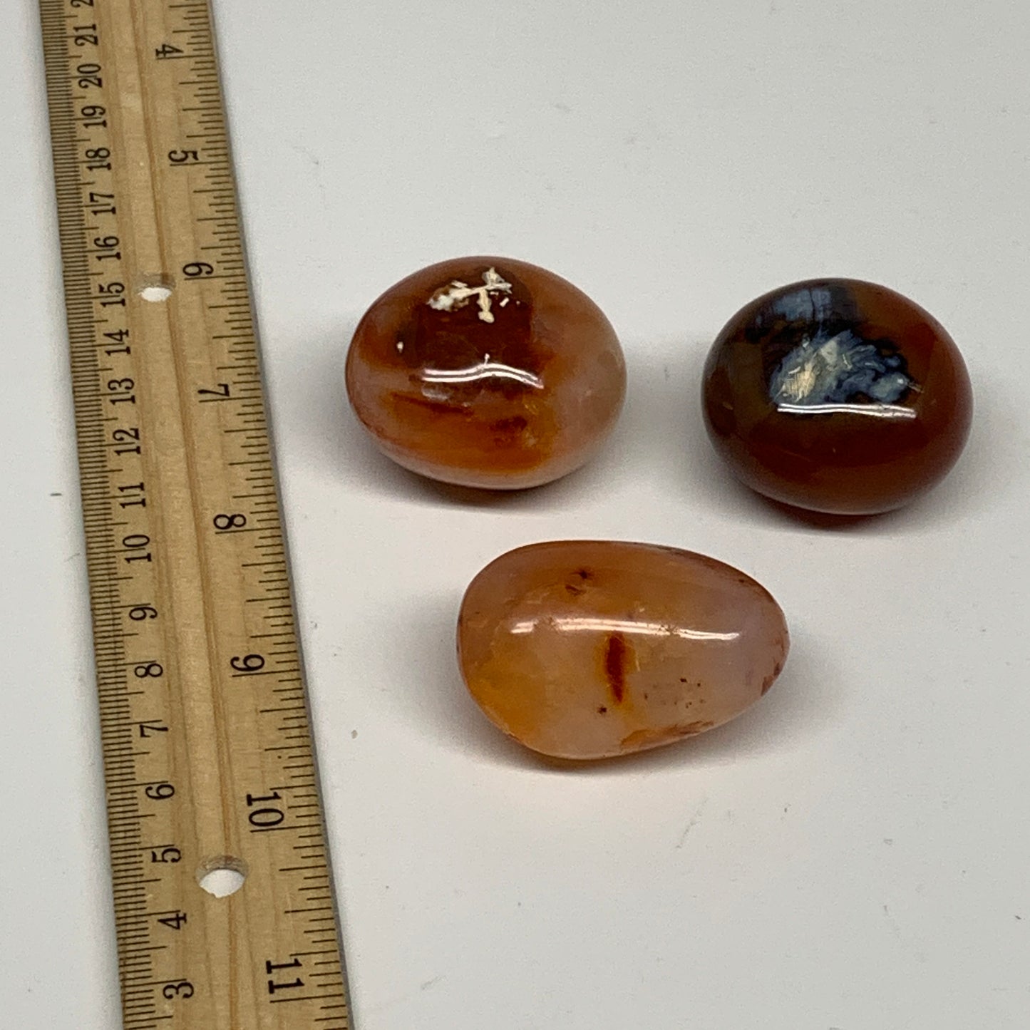 140.9g,1.5"-1.7", 3pcs, Small Red Carnelian Palm-Stone Gem Crystal Polished,B281