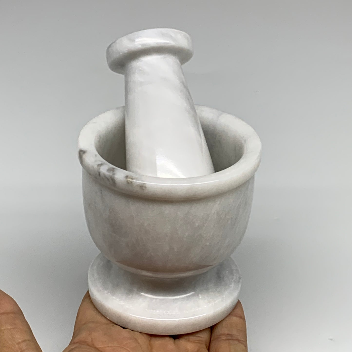 1.28 lbs, 2.9"x3", Natural Marble Crystal Pestle and Mortar Handmade, B32569
