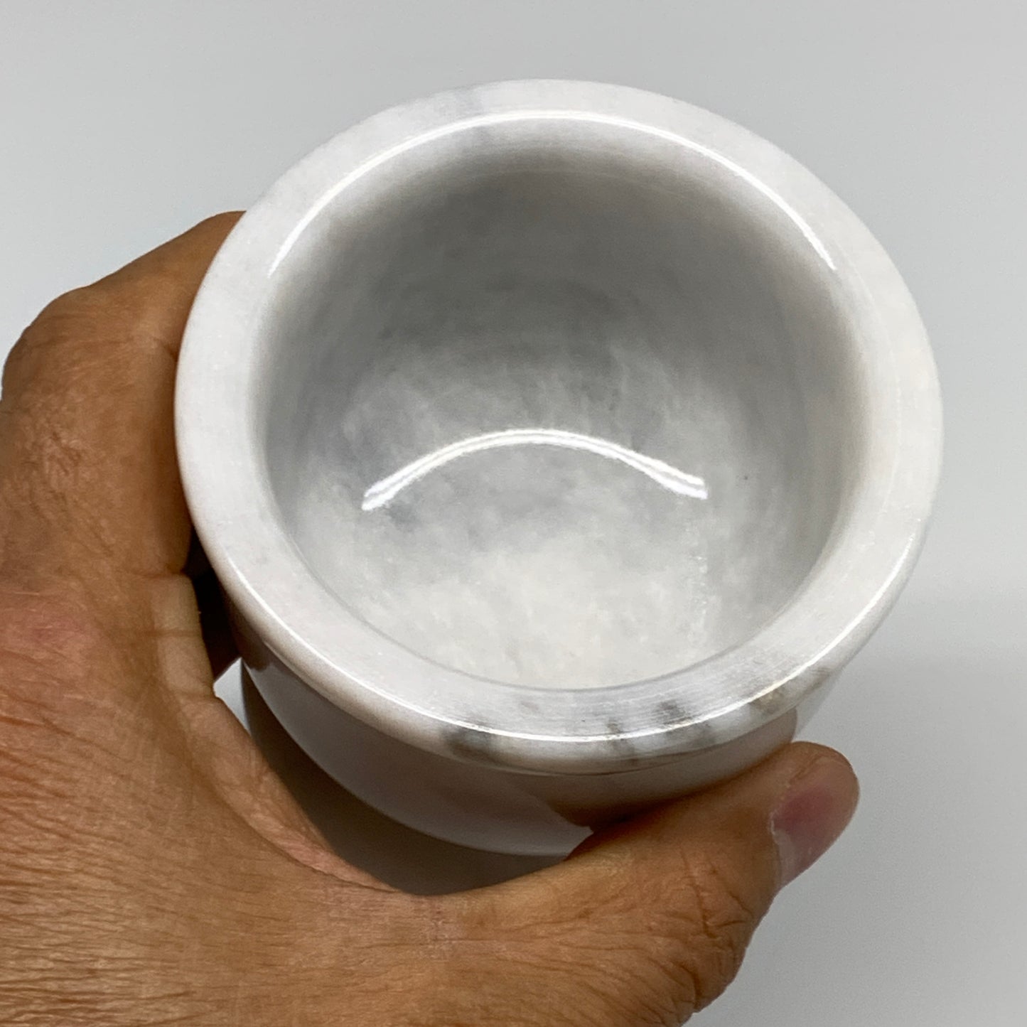 1.28 lbs, 2.9"x3", Natural Marble Crystal Pestle and Mortar Handmade, B32569