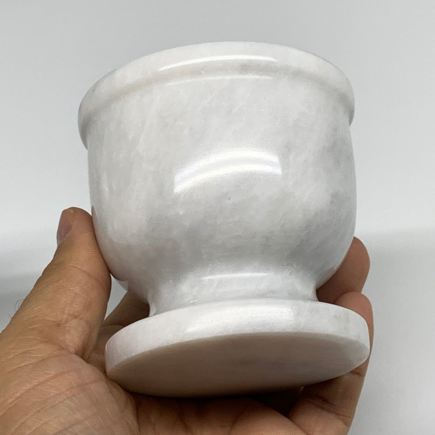 1.28 lbs, 2.9"x3", Natural Marble Crystal Pestle and Mortar Handmade, B32569