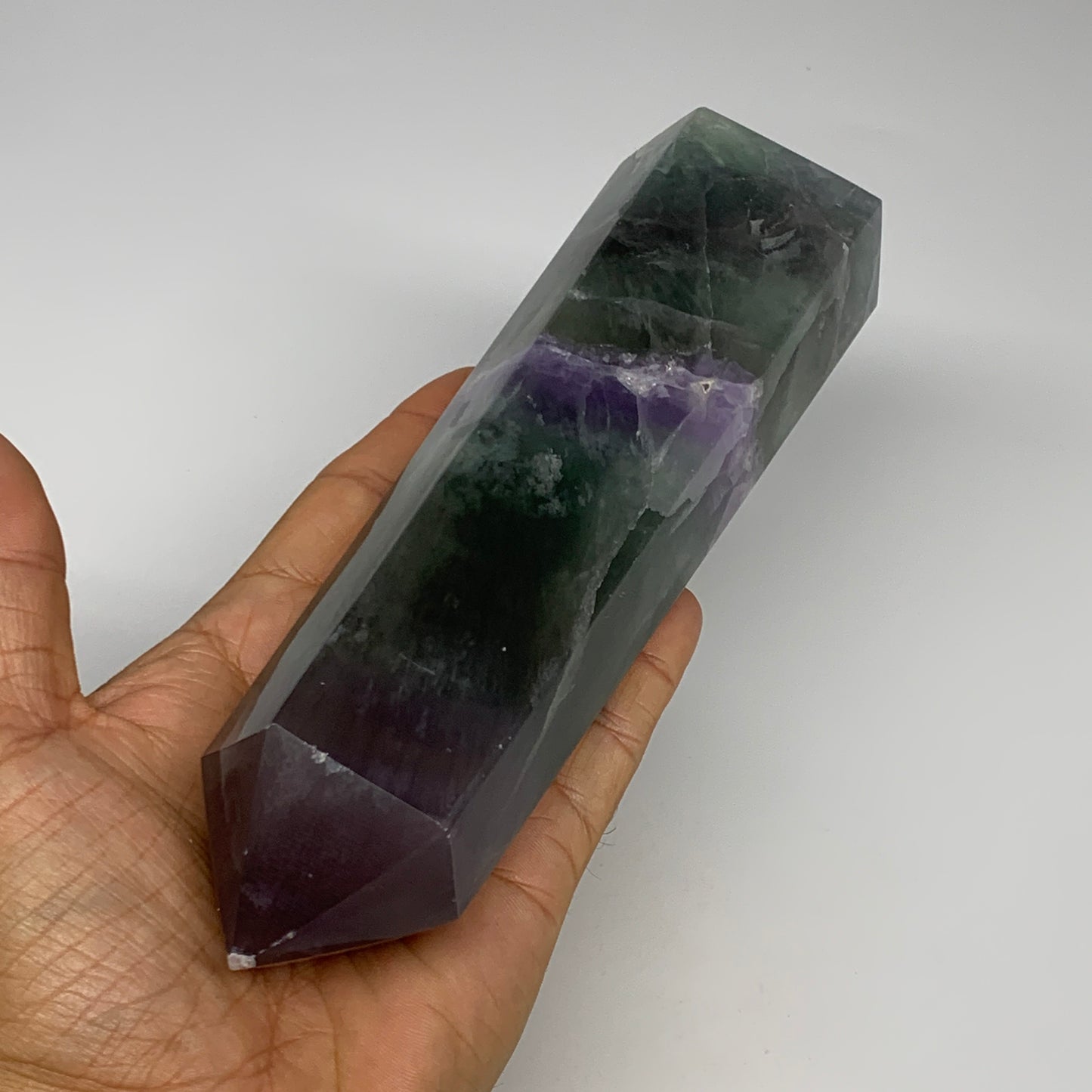 1.82 lbs,  7.2"x2"x1.7" Natural Fluorite Tower Obelisk Point Crystal, B29678