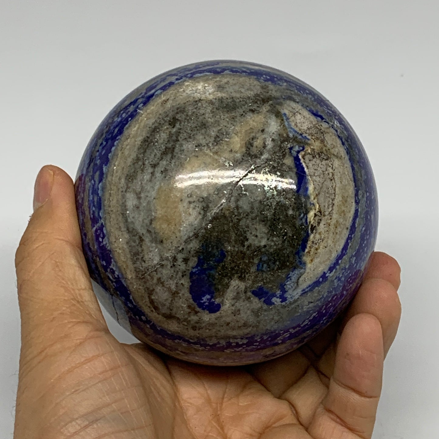 2.36 lbs, 3.5" (87mm), Lapis Lazuli Sphere Ball Gemstone @Afghanistan, B33229