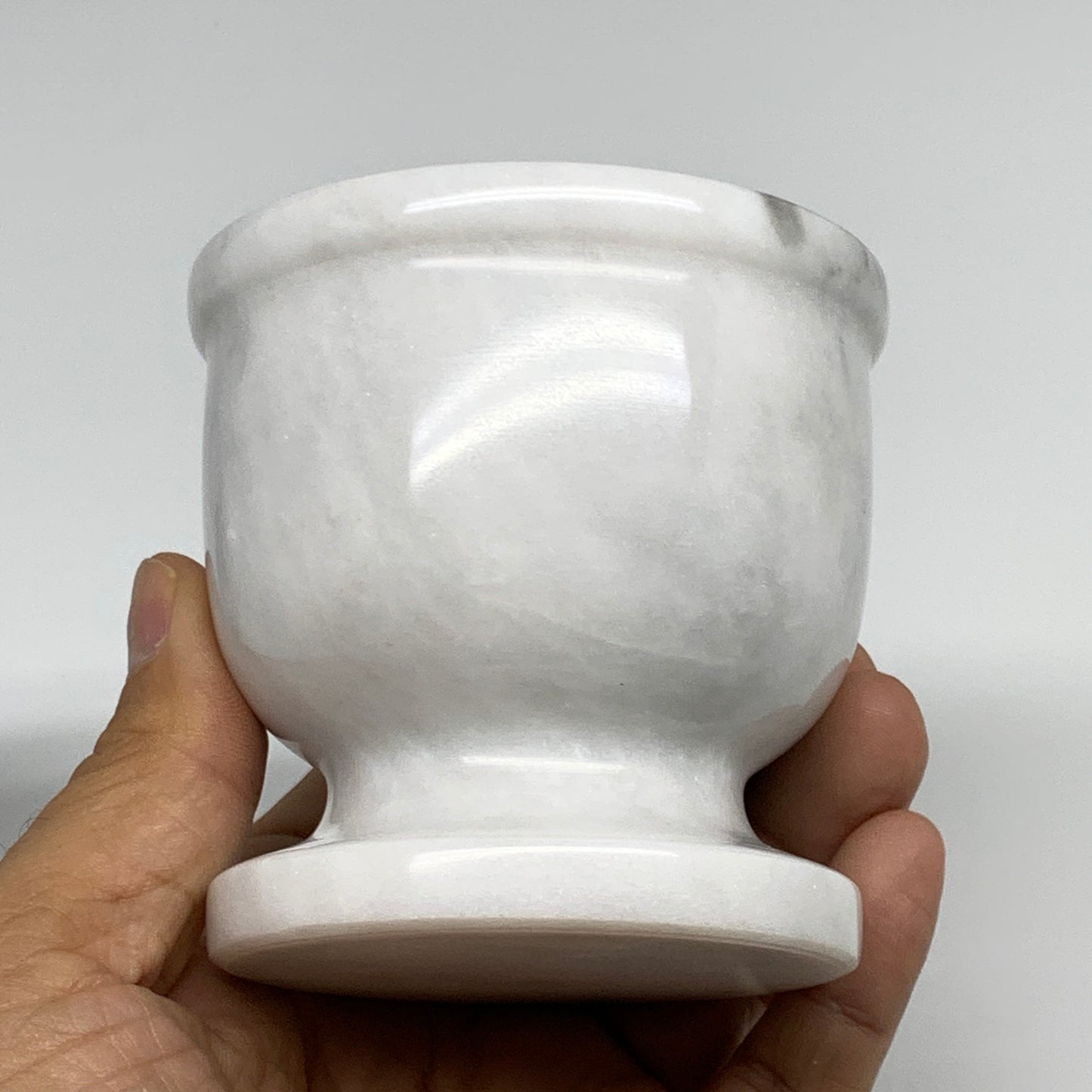 1.28 lbs, 2.9"x3", Natural Marble Crystal Pestle and Mortar Handmade, B32569