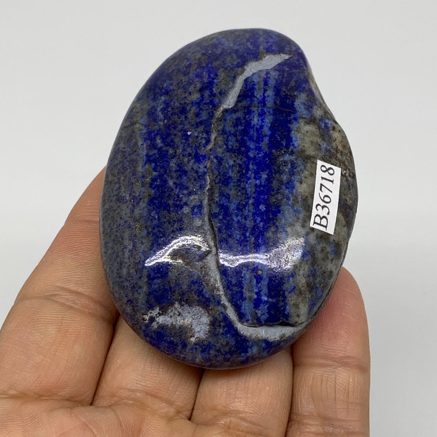 132.8g, 2.9"x1.9"x0.9", Natural Lapis Lazuli Palm Stone @Afghanistan, B36718