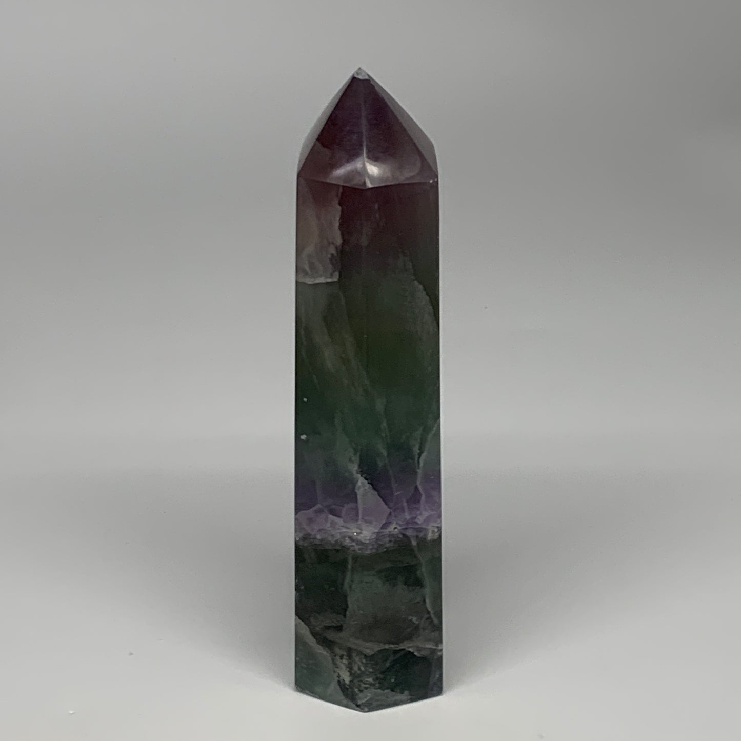 1.82 lbs,  7.2"x2"x1.7" Natural Fluorite Tower Obelisk Point Crystal, B29678