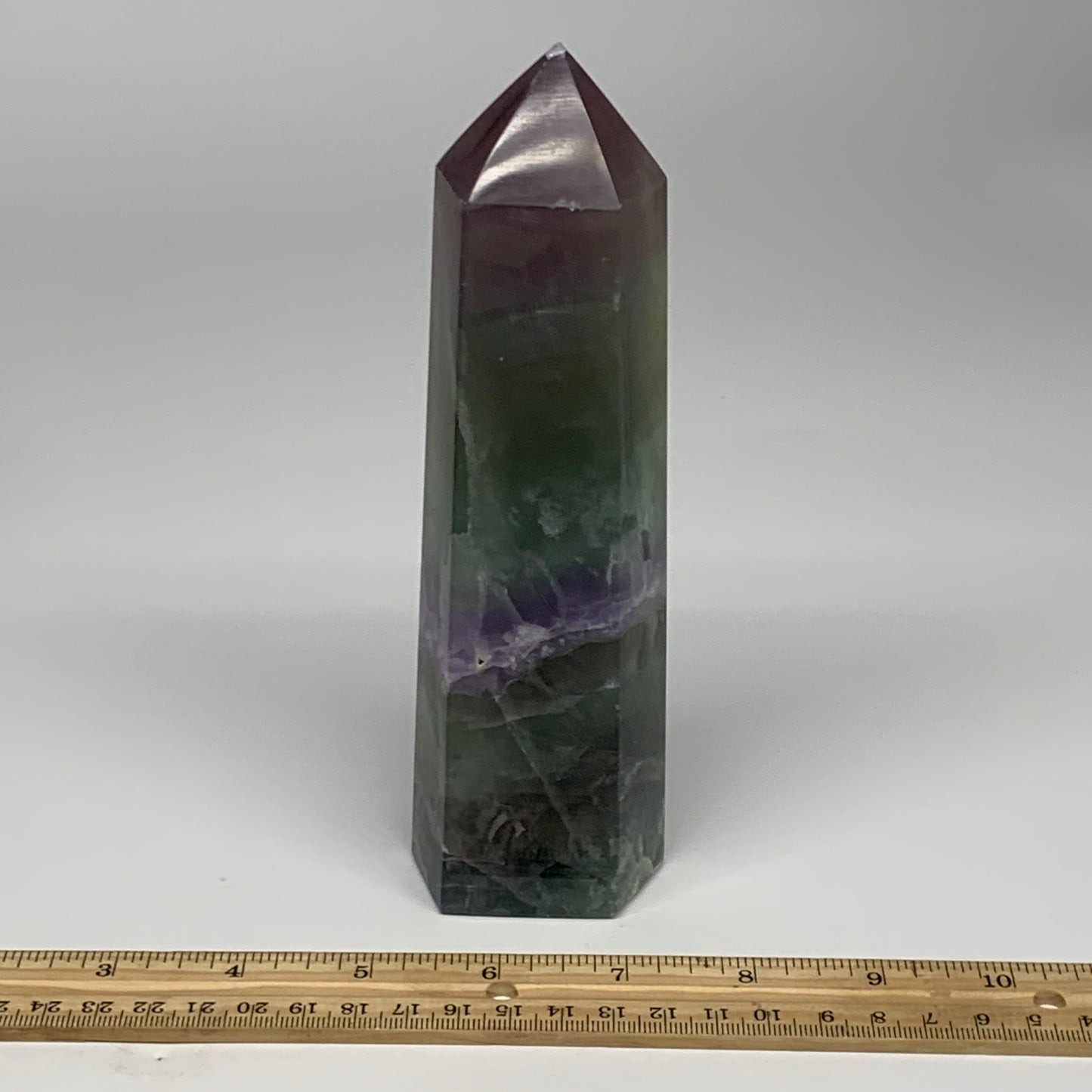 1.82 lbs,  7.2"x2"x1.7" Natural Fluorite Tower Obelisk Point Crystal, B29678