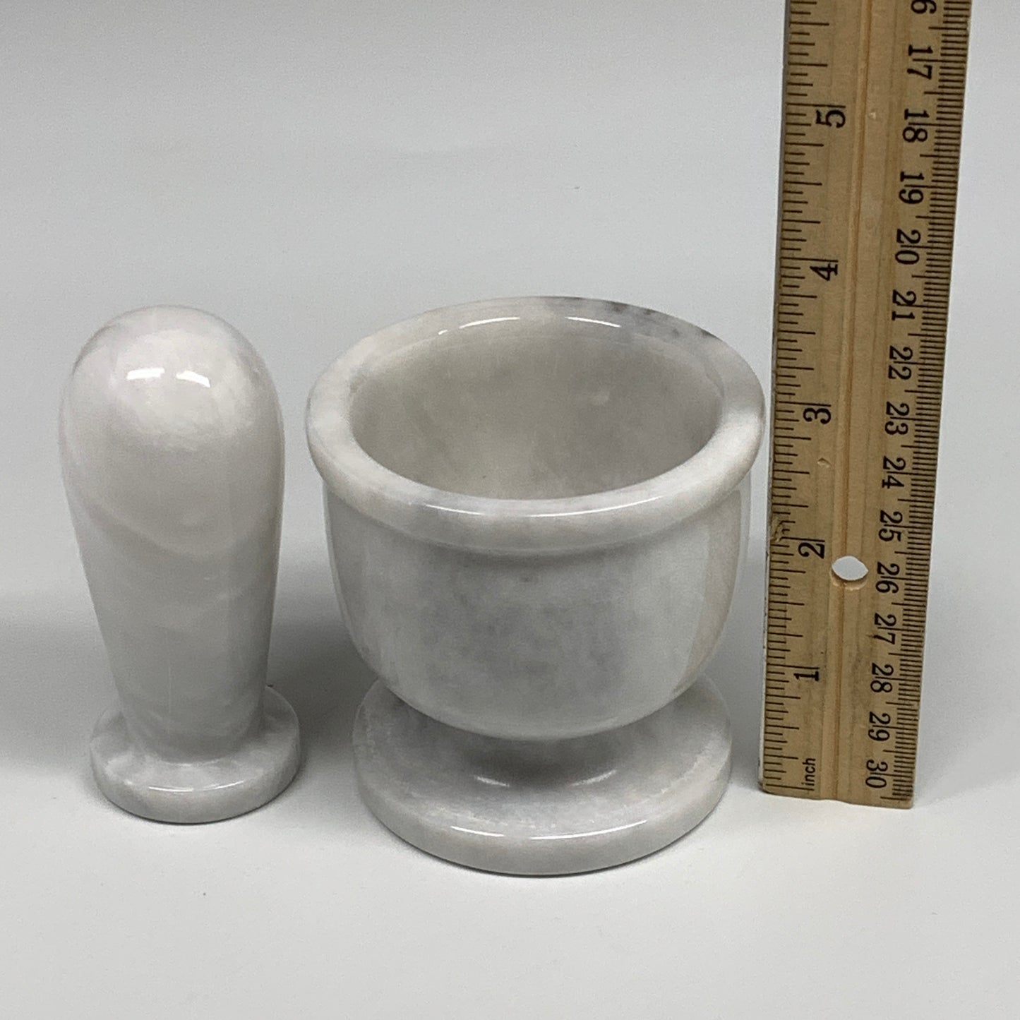1.28 lbs, 2.9"x3", Natural Marble Crystal Pestle and Mortar Handmade, B32569