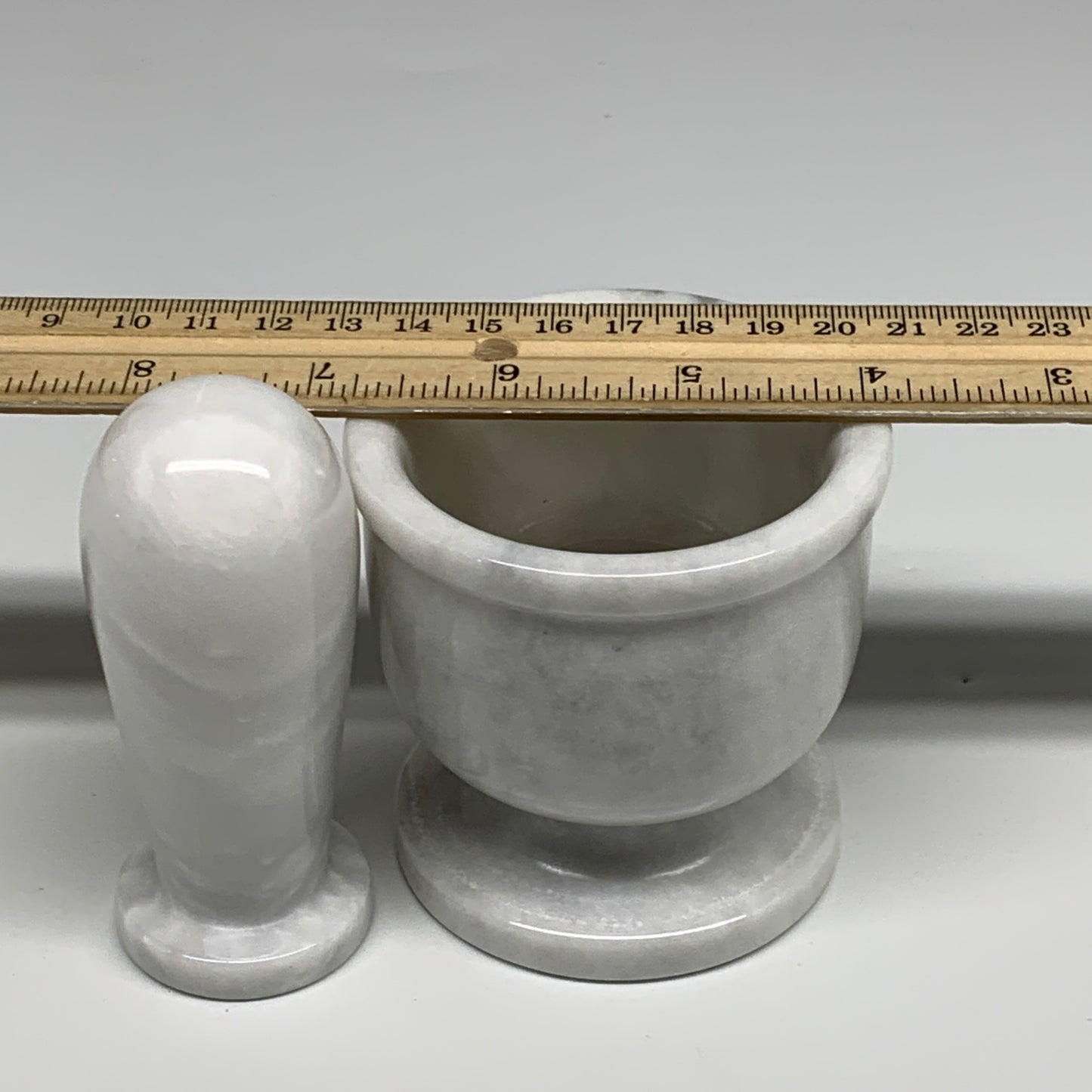 1.28 lbs, 2.9"x3", Natural Marble Crystal Pestle and Mortar Handmade, B32569