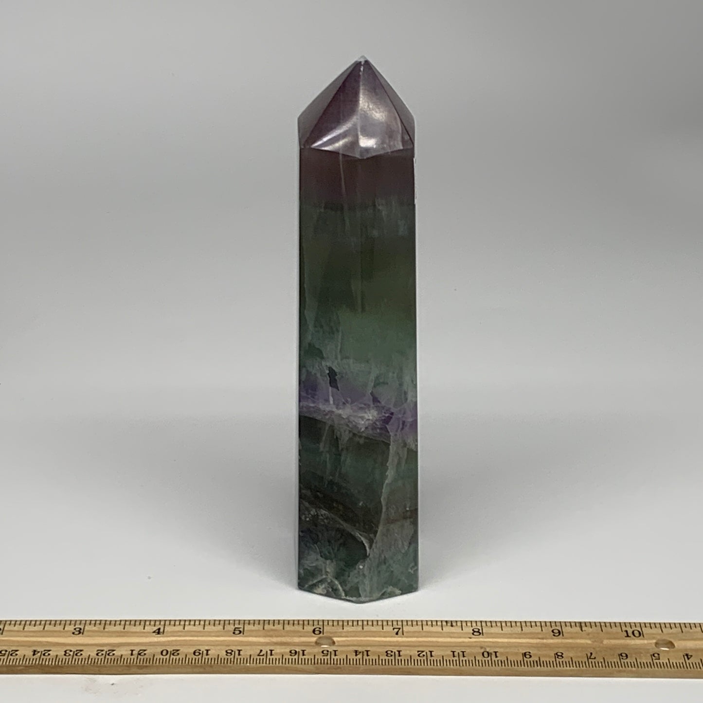 1.82 lbs,  7.2"x2"x1.7" Natural Fluorite Tower Obelisk Point Crystal, B29678