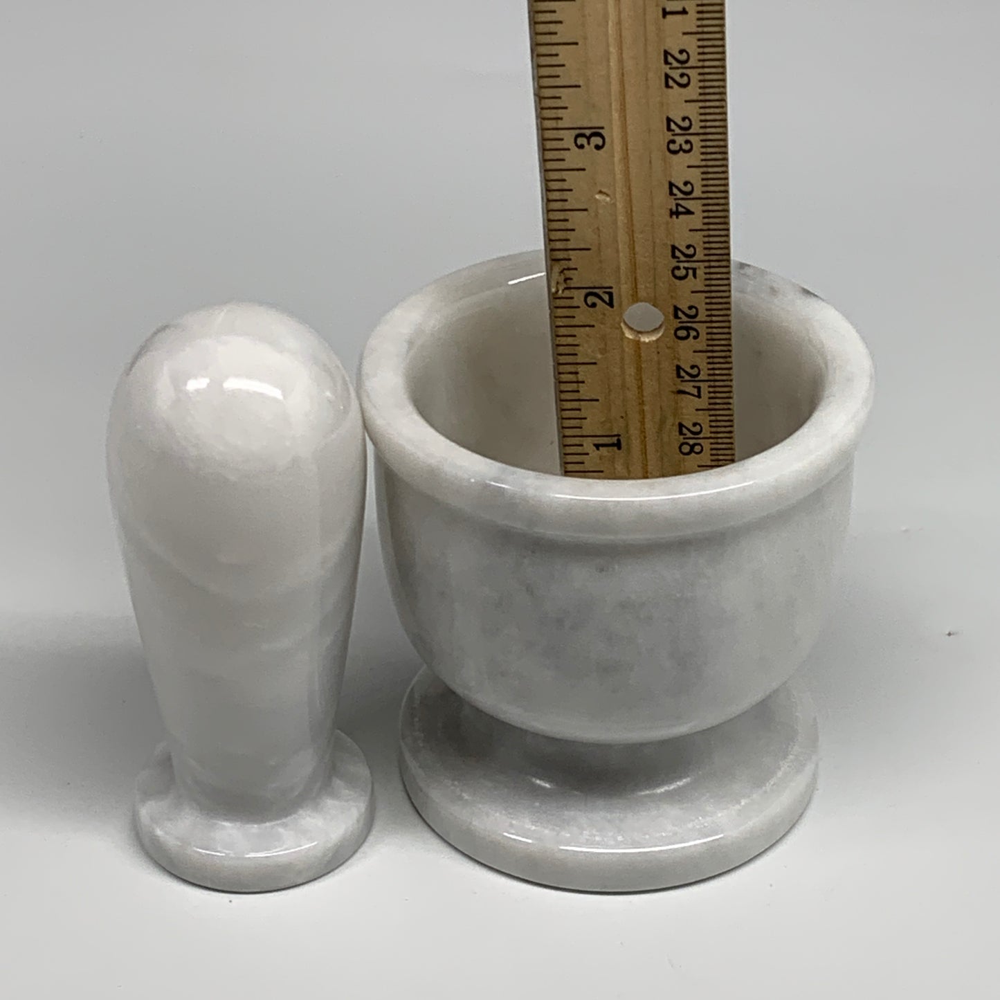 1.28 lbs, 2.9"x3", Natural Marble Crystal Pestle and Mortar Handmade, B32569