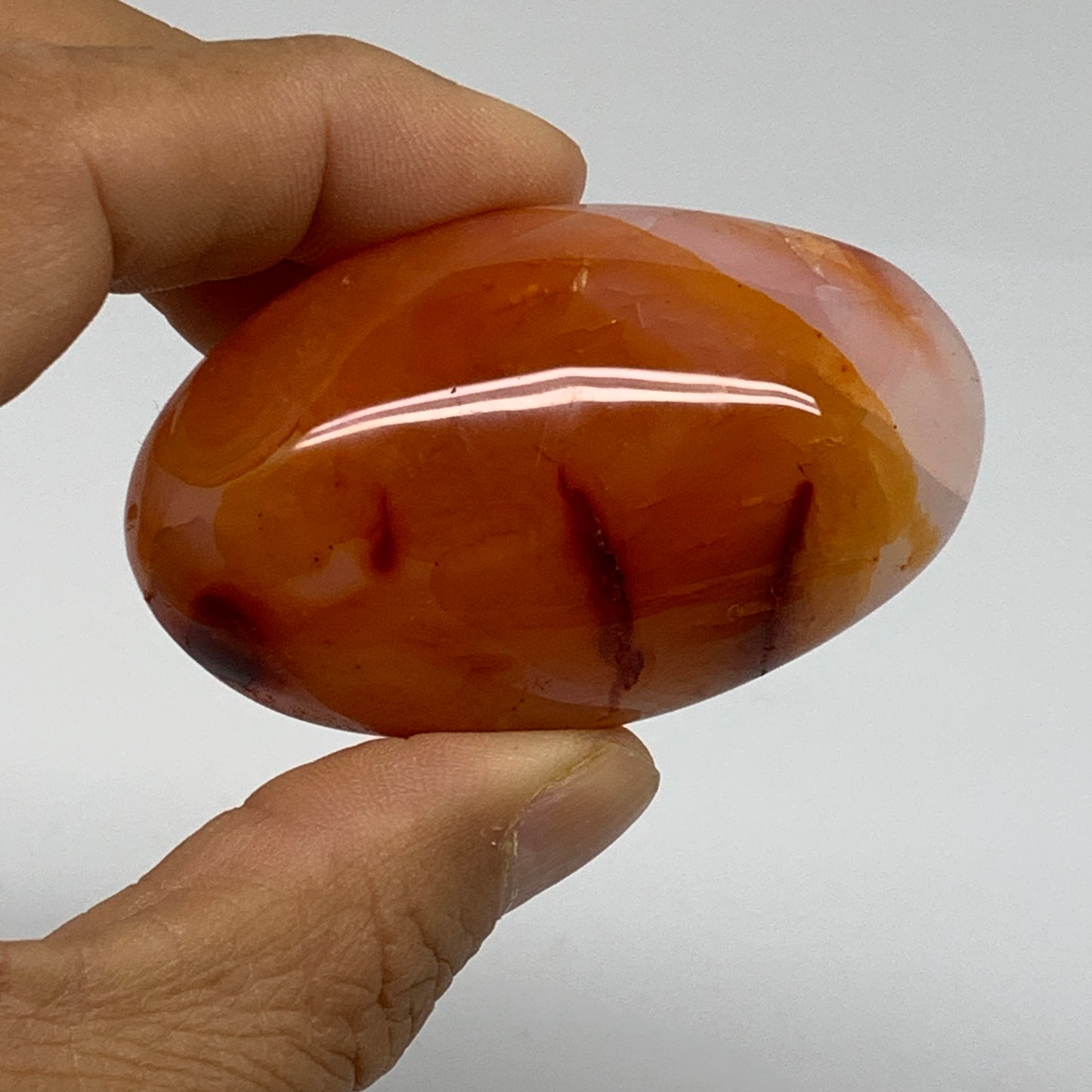 219.9g, 2"-2.4", 3pcs, Red Carnelian Palm-Stone Gem Crystal Polished, B37623