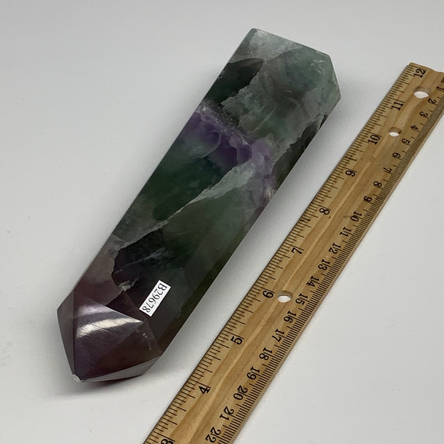 1.82 lbs,  7.2"x2"x1.7" Natural Fluorite Tower Obelisk Point Crystal, B29678
