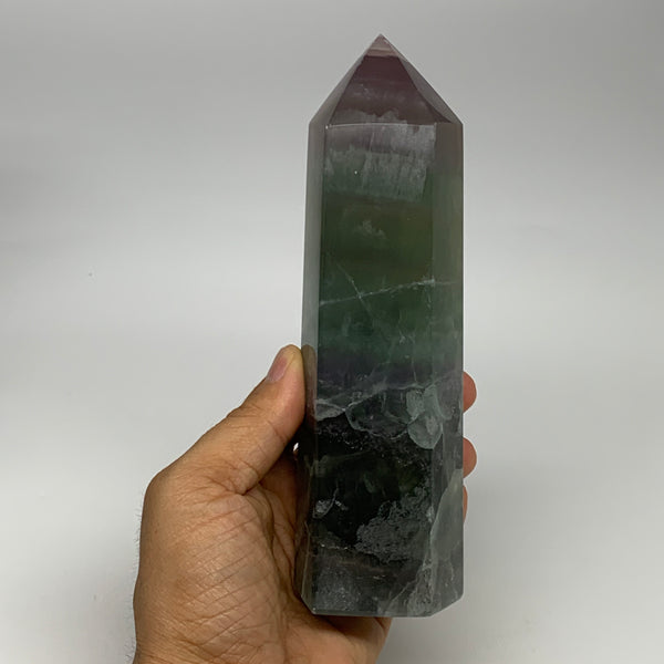 1.77 lbs,  6.7"x1.9"x1.7" Natural Fluorite Tower Obelisk Point Crystal, B29679