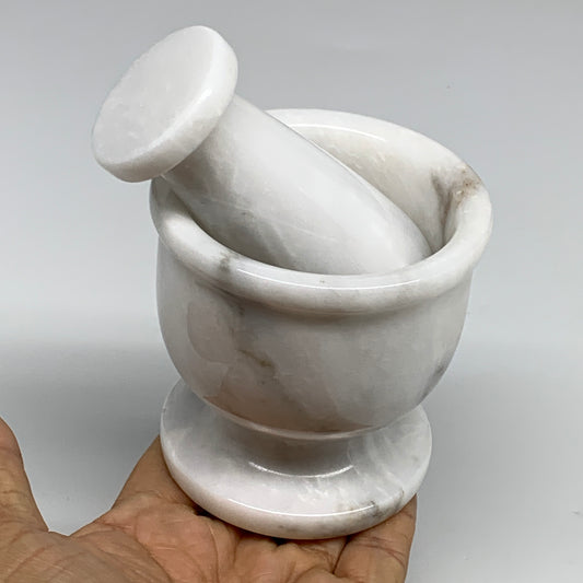 1.32 lbs, 3"x3", Natural Marble Crystal Pestle and Mortar Handmade, B32570