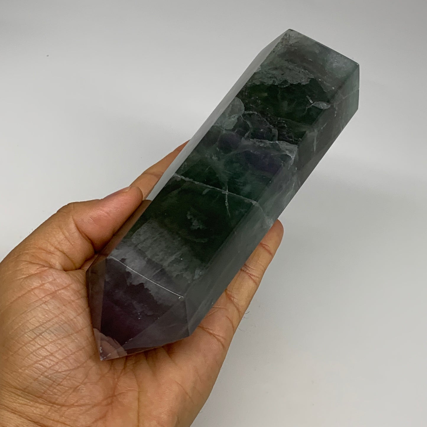 1.77 lbs,  6.7"x1.9"x1.7" Natural Fluorite Tower Obelisk Point Crystal, B29679