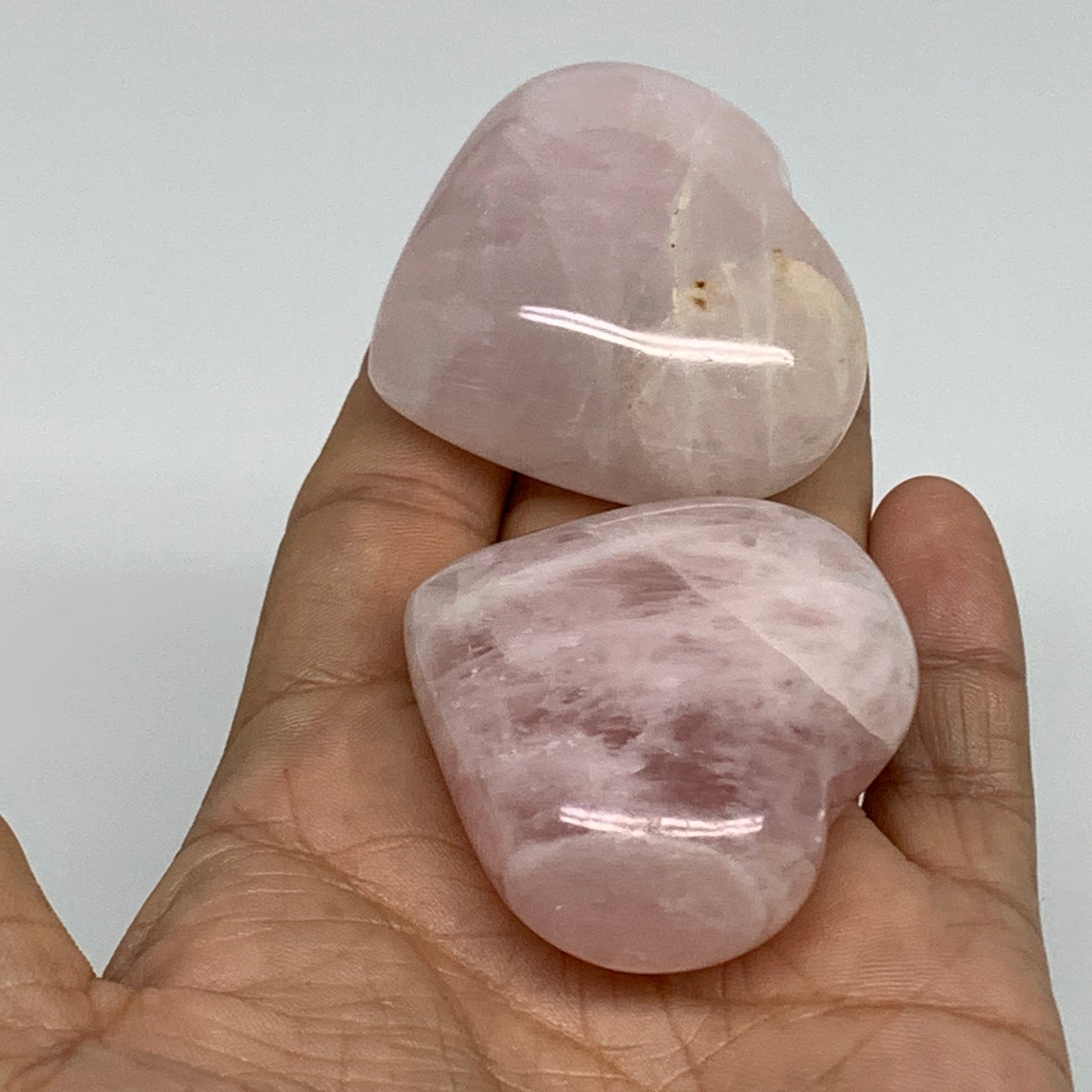146.9g, 1.7"-1.8", 2pcs,  Rose Quartz Heart Healing Crystal @Madagascar, B34586