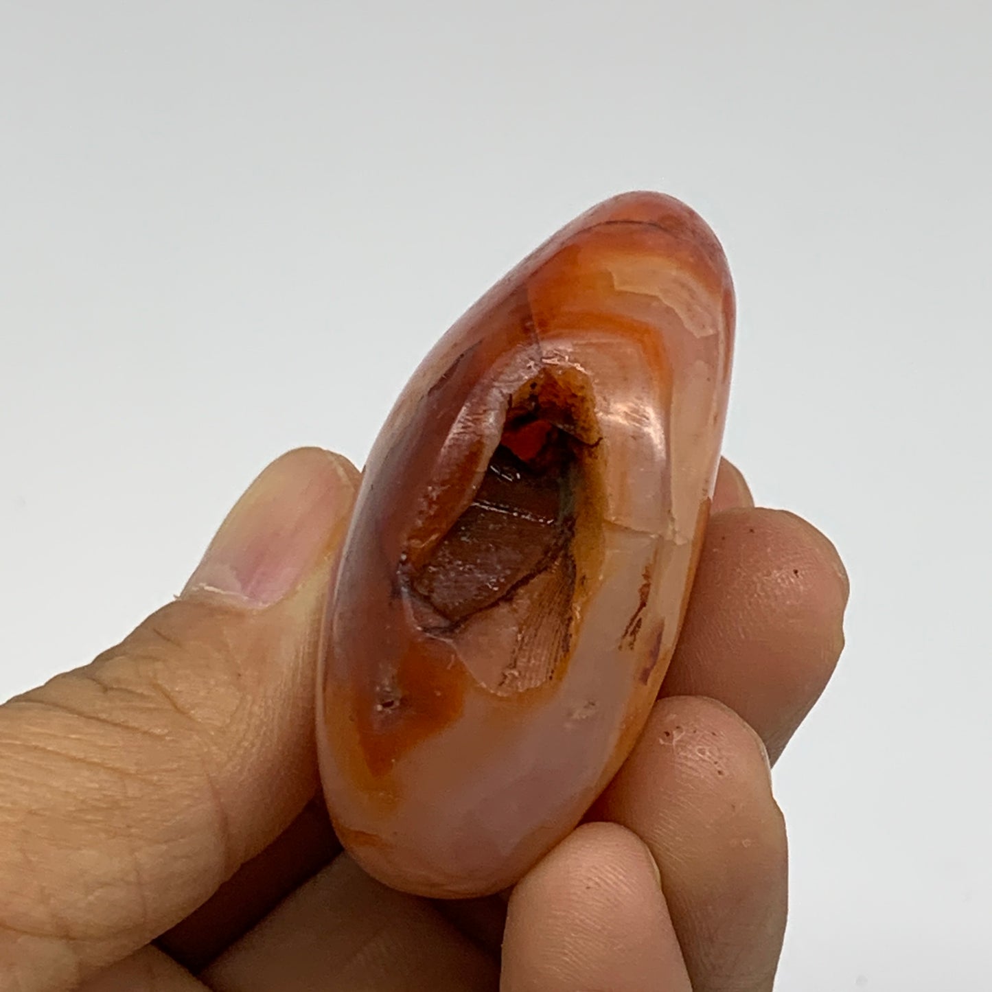 219.9g, 2"-2.4", 3pcs, Red Carnelian Palm-Stone Gem Crystal Polished, B37623