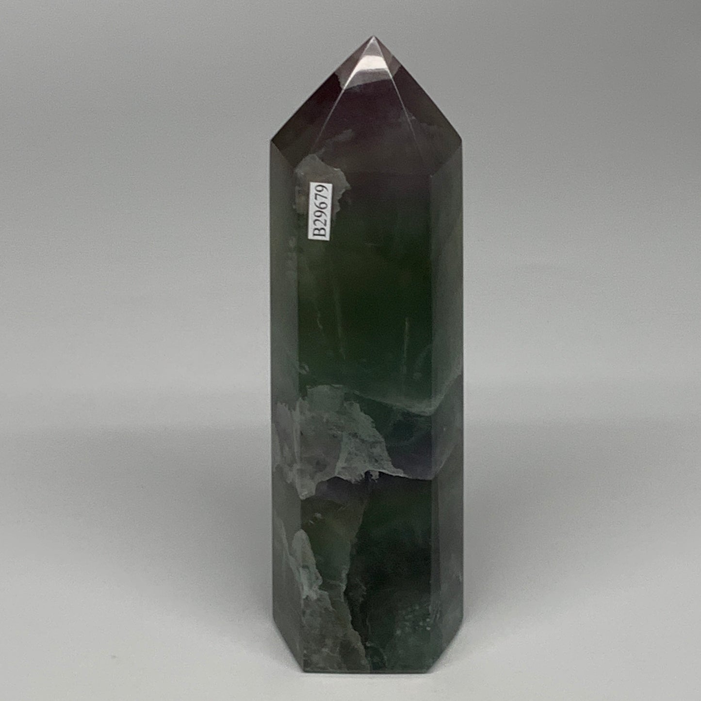 1.77 lbs,  6.7"x1.9"x1.7" Natural Fluorite Tower Obelisk Point Crystal, B29679