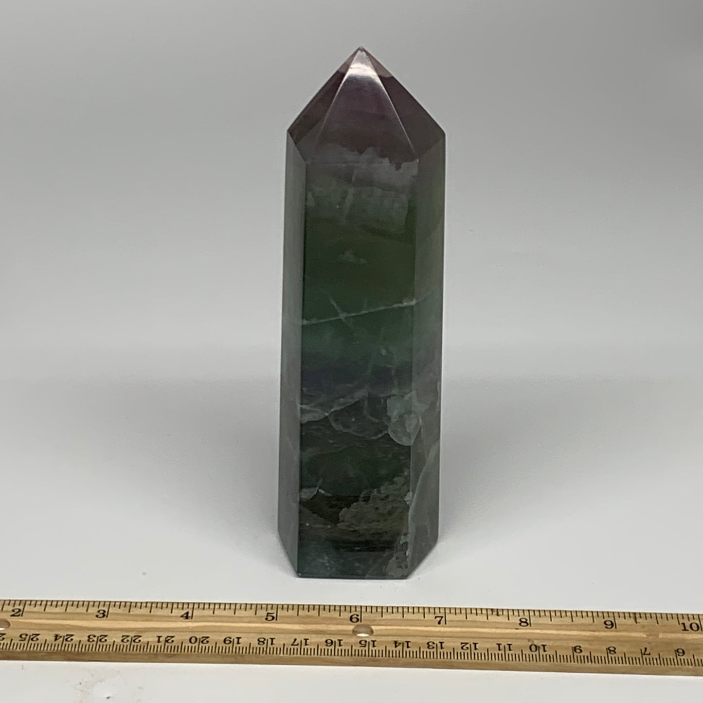 1.77 lbs,  6.7"x1.9"x1.7" Natural Fluorite Tower Obelisk Point Crystal, B29679