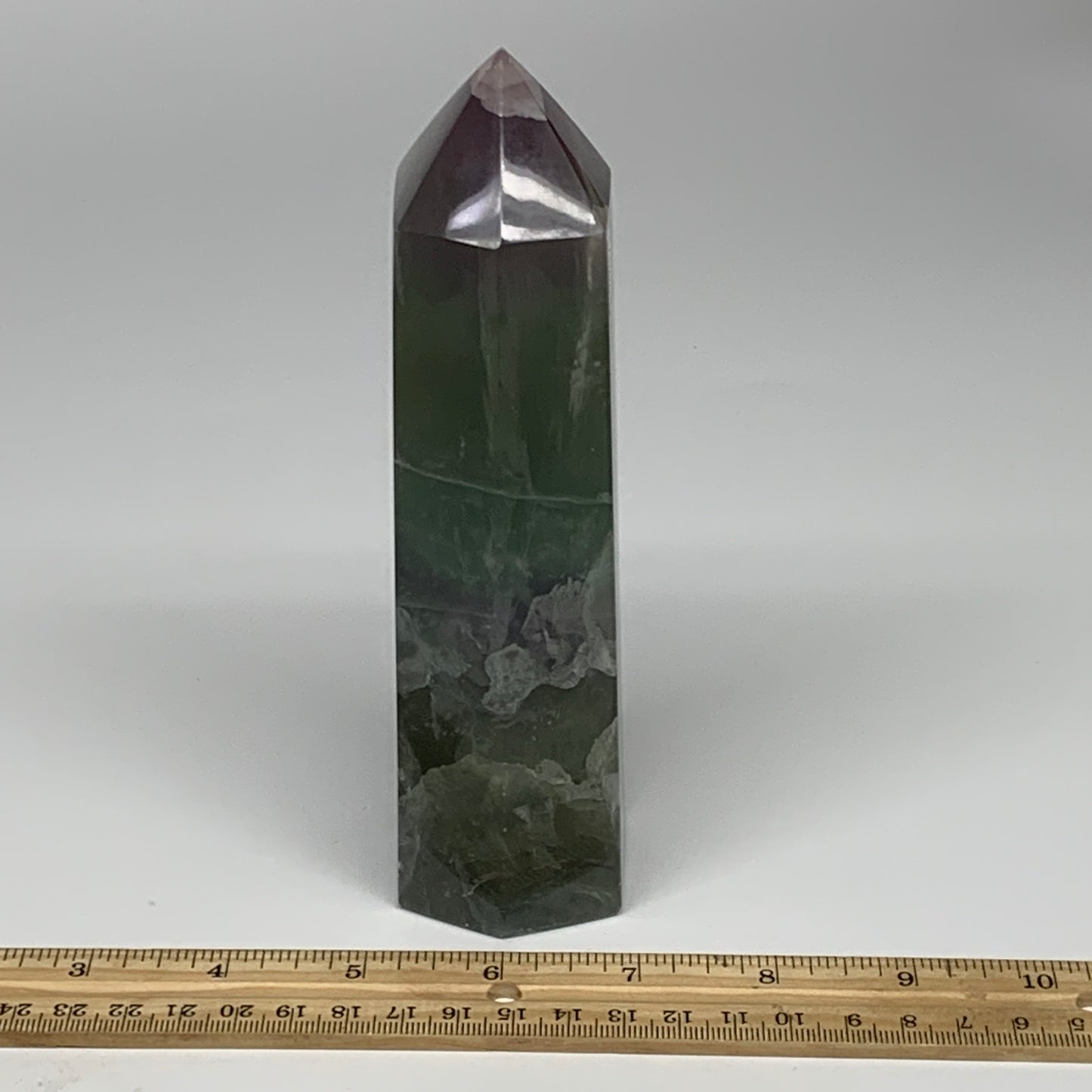 1.77 lbs,  6.7"x1.9"x1.7" Natural Fluorite Tower Obelisk Point Crystal, B29679