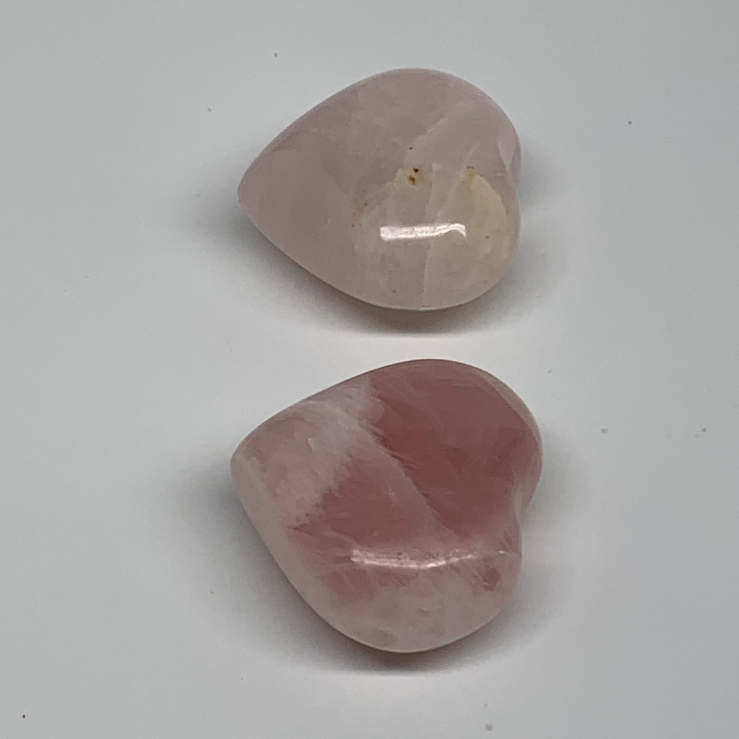 146.9g, 1.7"-1.8", 2pcs,  Rose Quartz Heart Healing Crystal @Madagascar, B34586