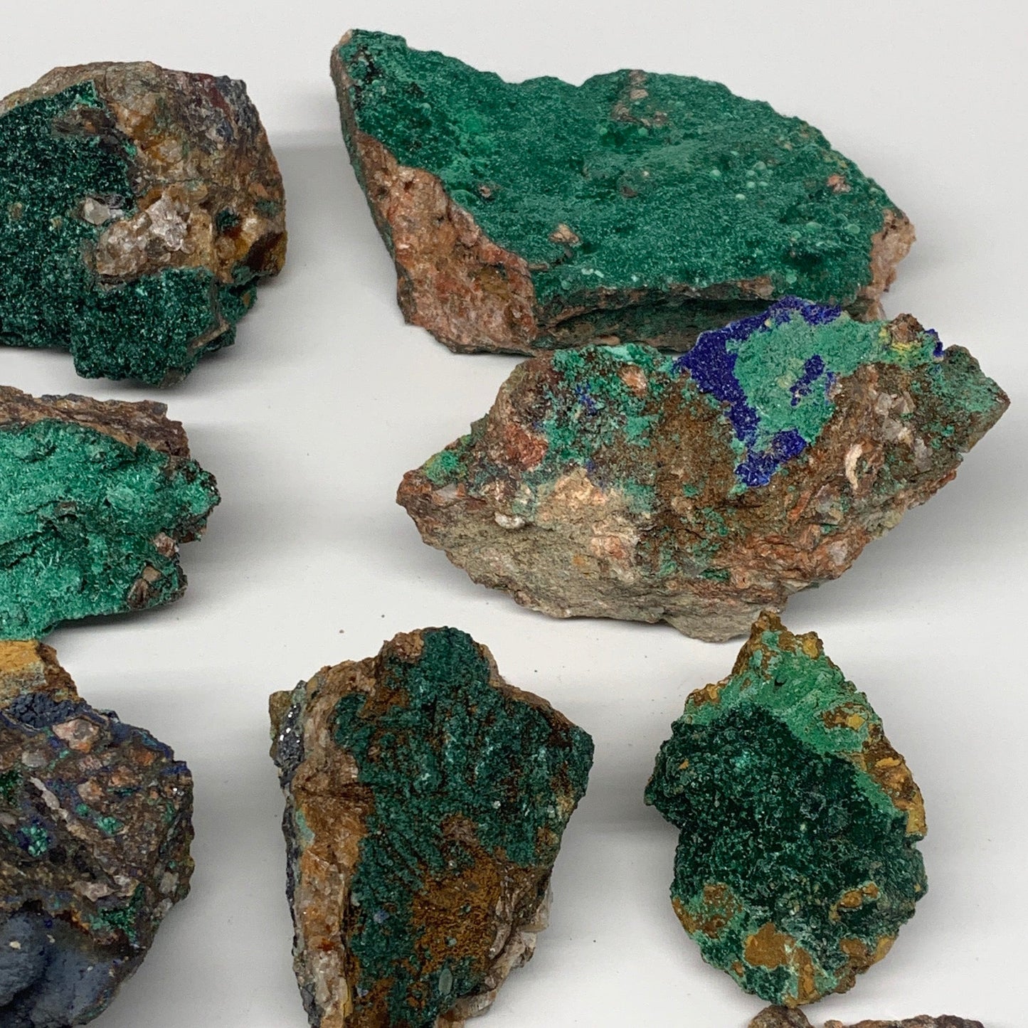 1990g, 1.7"-4.7", 18pcs Lot, Azurite Malachite Mineral Specimen @Morocco, B11286