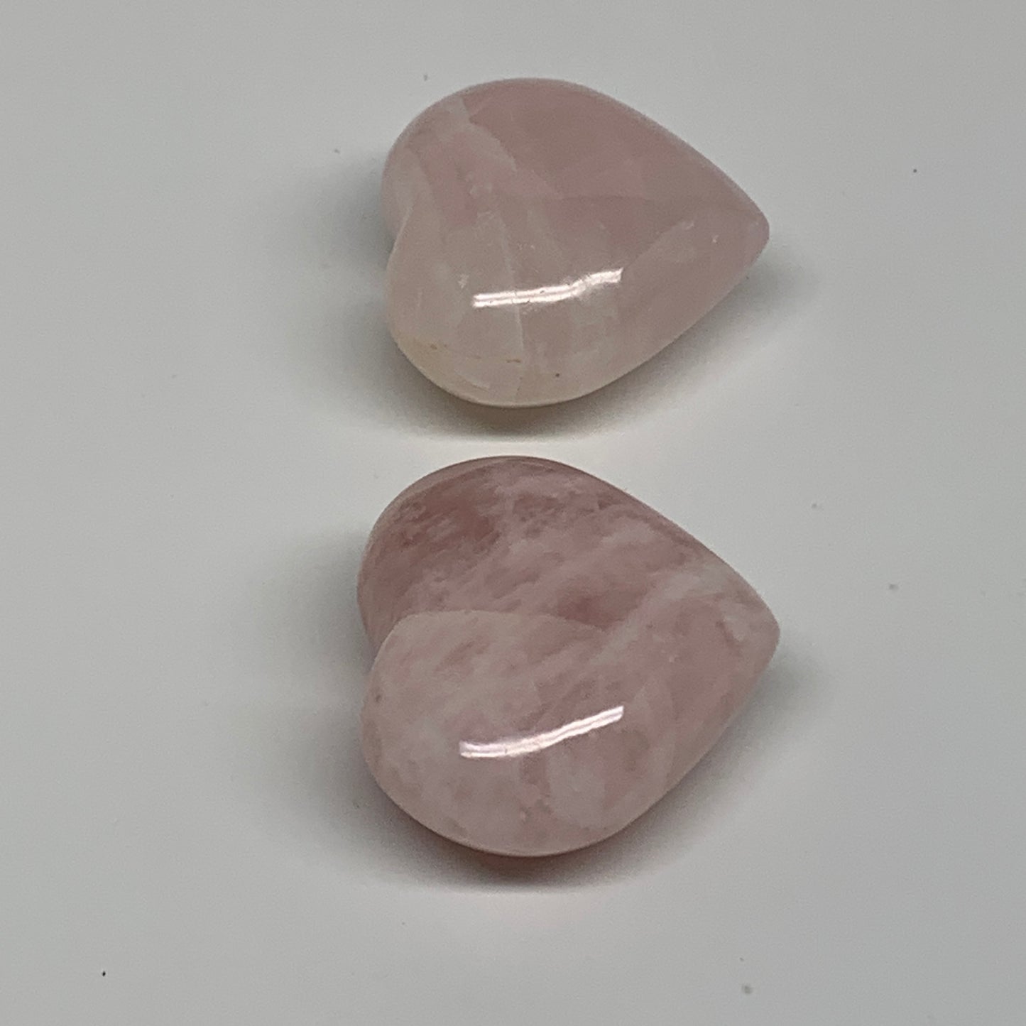 146.9g, 1.7"-1.8", 2pcs,  Rose Quartz Heart Healing Crystal @Madagascar, B34586