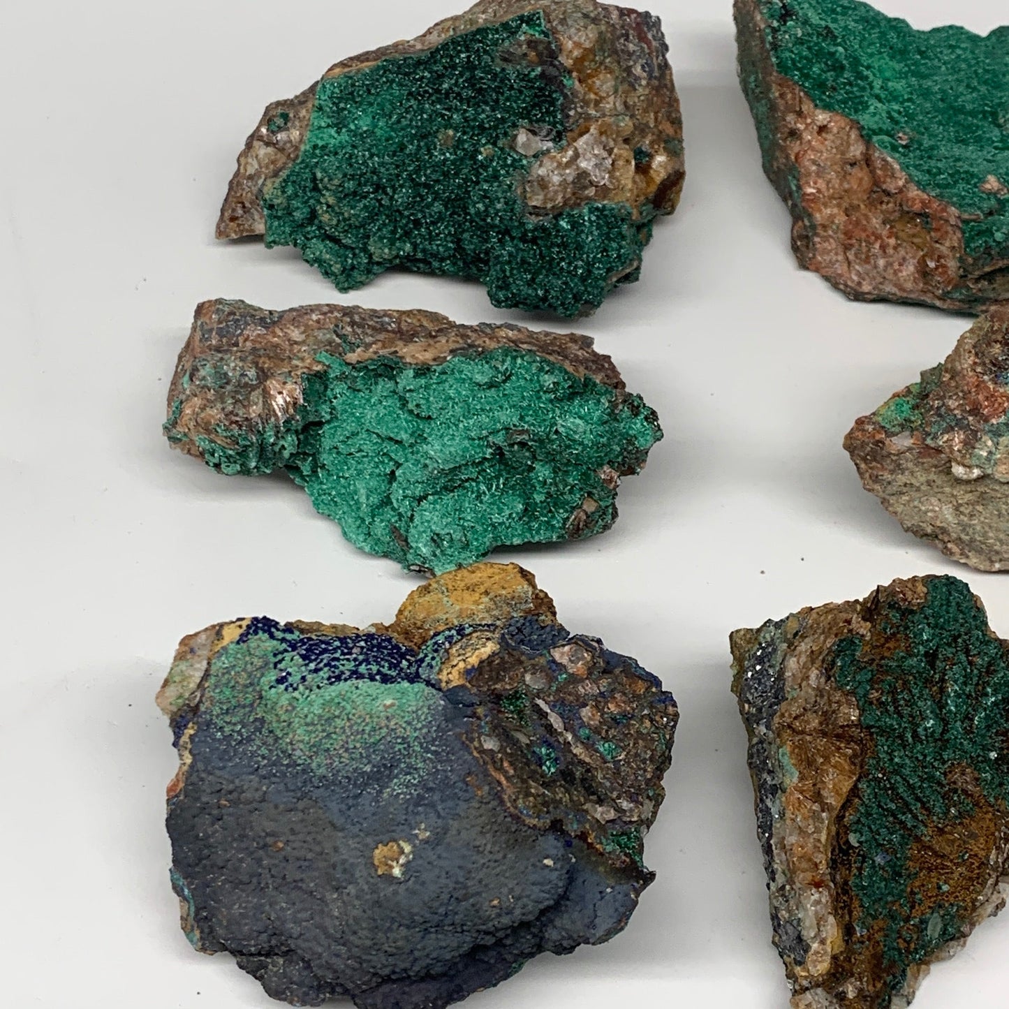 1990g, 1.7"-4.7", 18pcs Lot, Azurite Malachite Mineral Specimen @Morocco, B11286