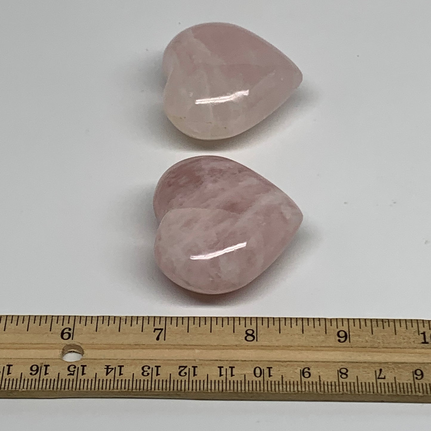 146.9g, 1.7"-1.8", 2pcs,  Rose Quartz Heart Healing Crystal @Madagascar, B34586