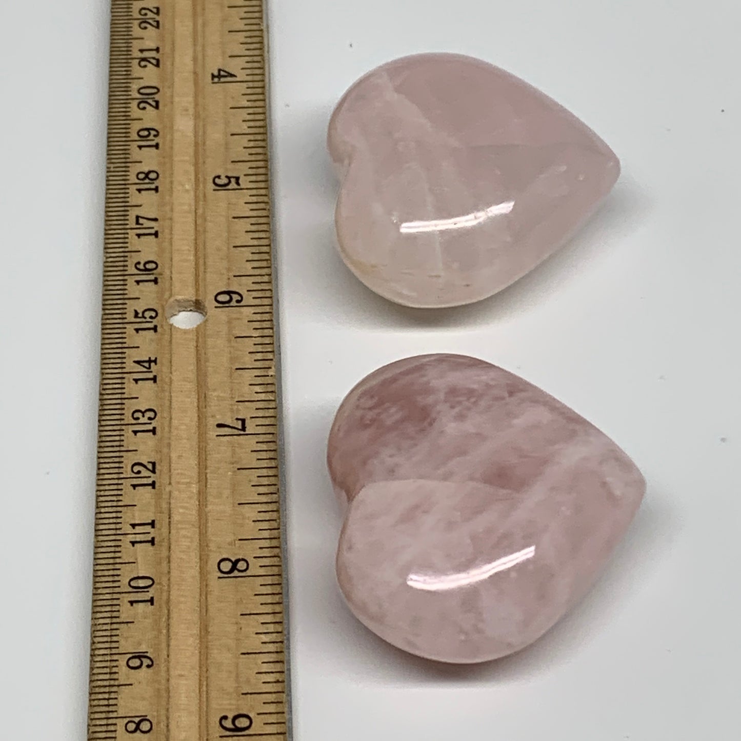 146.9g, 1.7"-1.8", 2pcs,  Rose Quartz Heart Healing Crystal @Madagascar, B34586