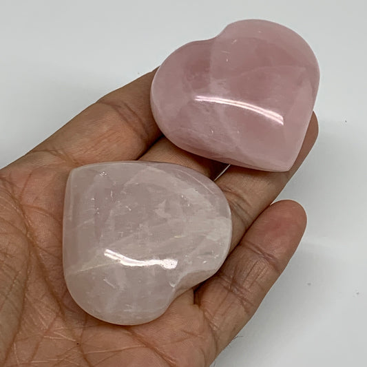 141.4g, 1.7"-1.8", 2pcs,  Rose Quartz Heart Healing Crystal @Madagascar, B34587