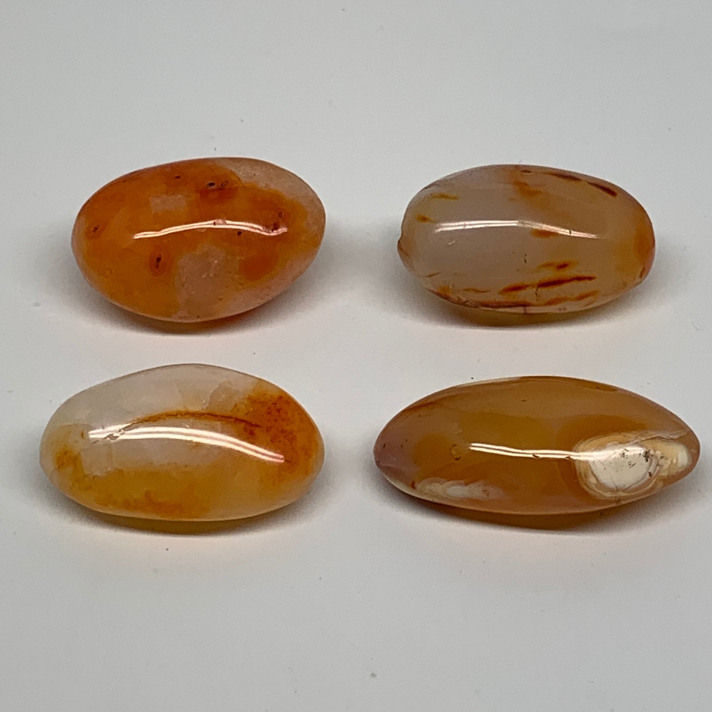 209.9g, 2"-2.3", 4pcs, Red Carnelian Palm-Stone Gem Crystal Polished, B37624