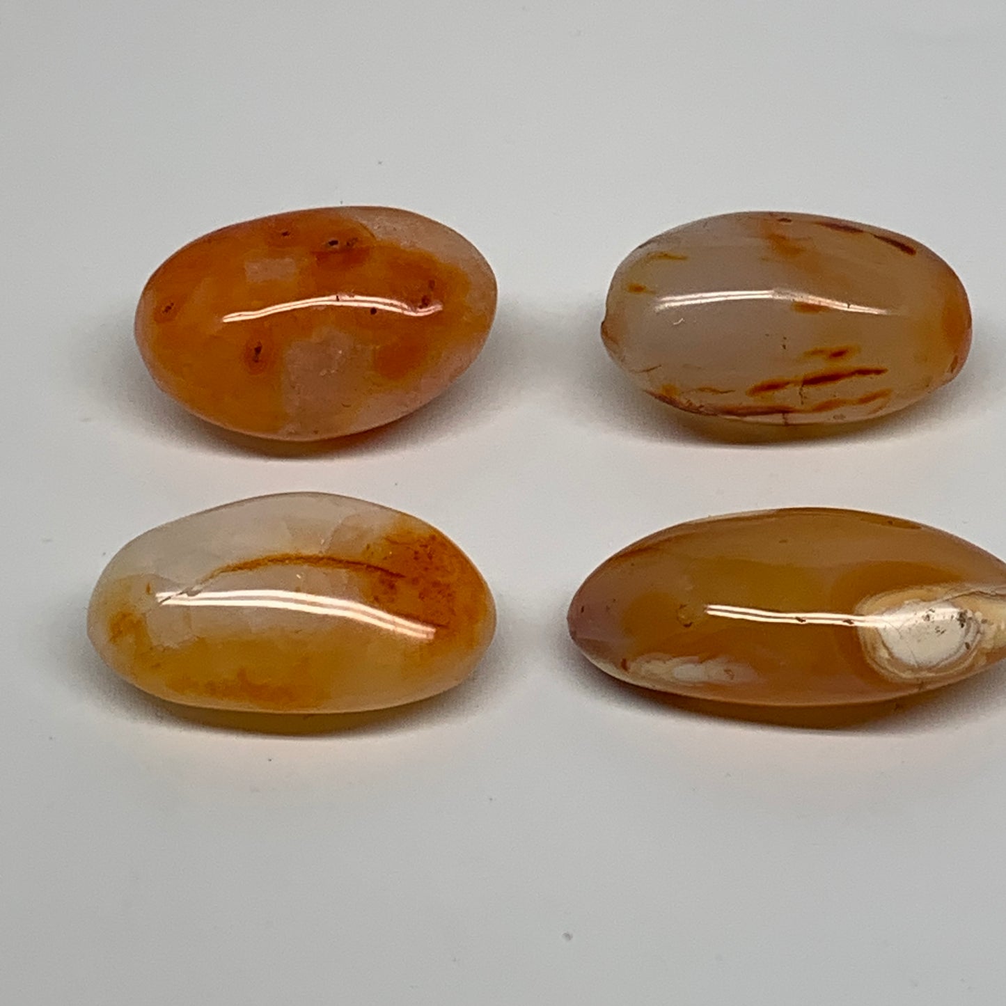 209.9g, 2"-2.3", 4pcs, Red Carnelian Palm-Stone Gem Crystal Polished, B37624