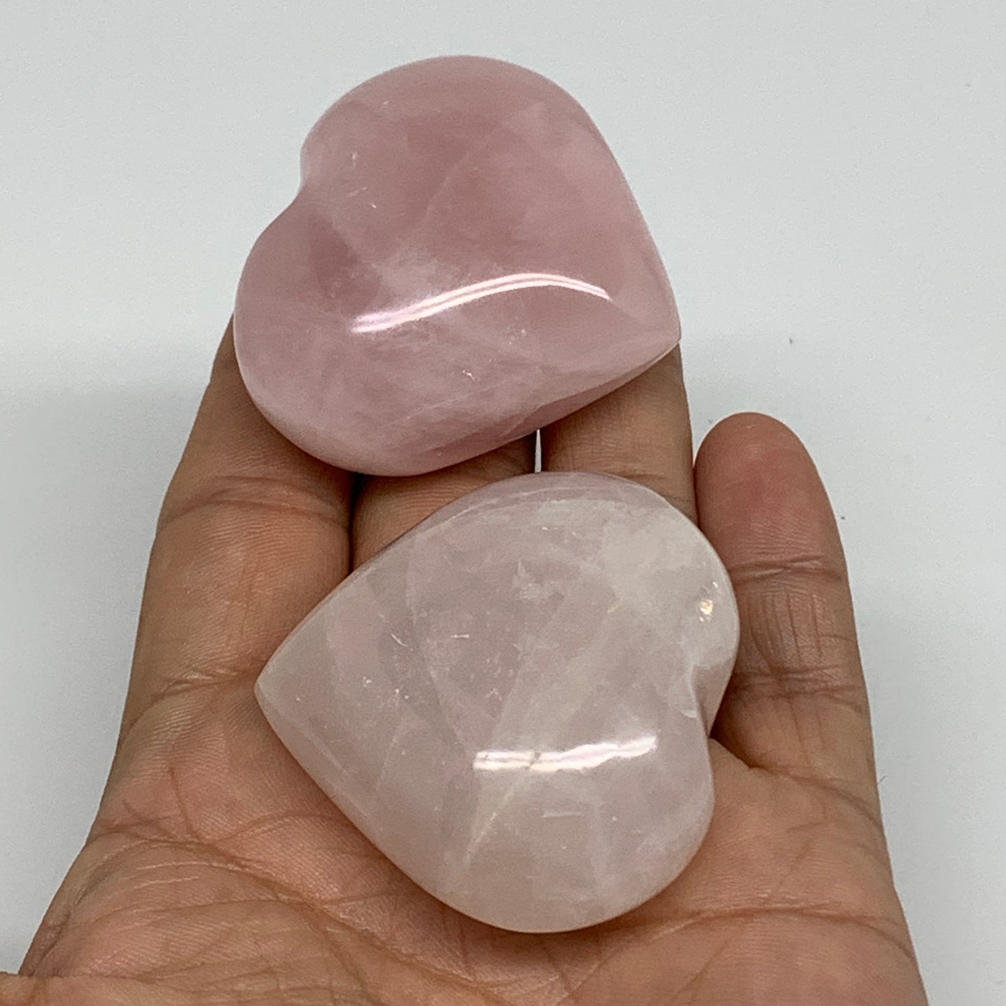 141.4g, 1.7"-1.8", 2pcs,  Rose Quartz Heart Healing Crystal @Madagascar, B34587