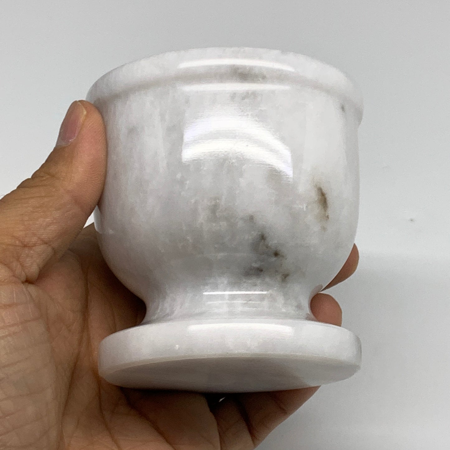 1.44 lbs, 3"x3", Natural Marble Crystal Pestle and Mortar Handmade, B32571
