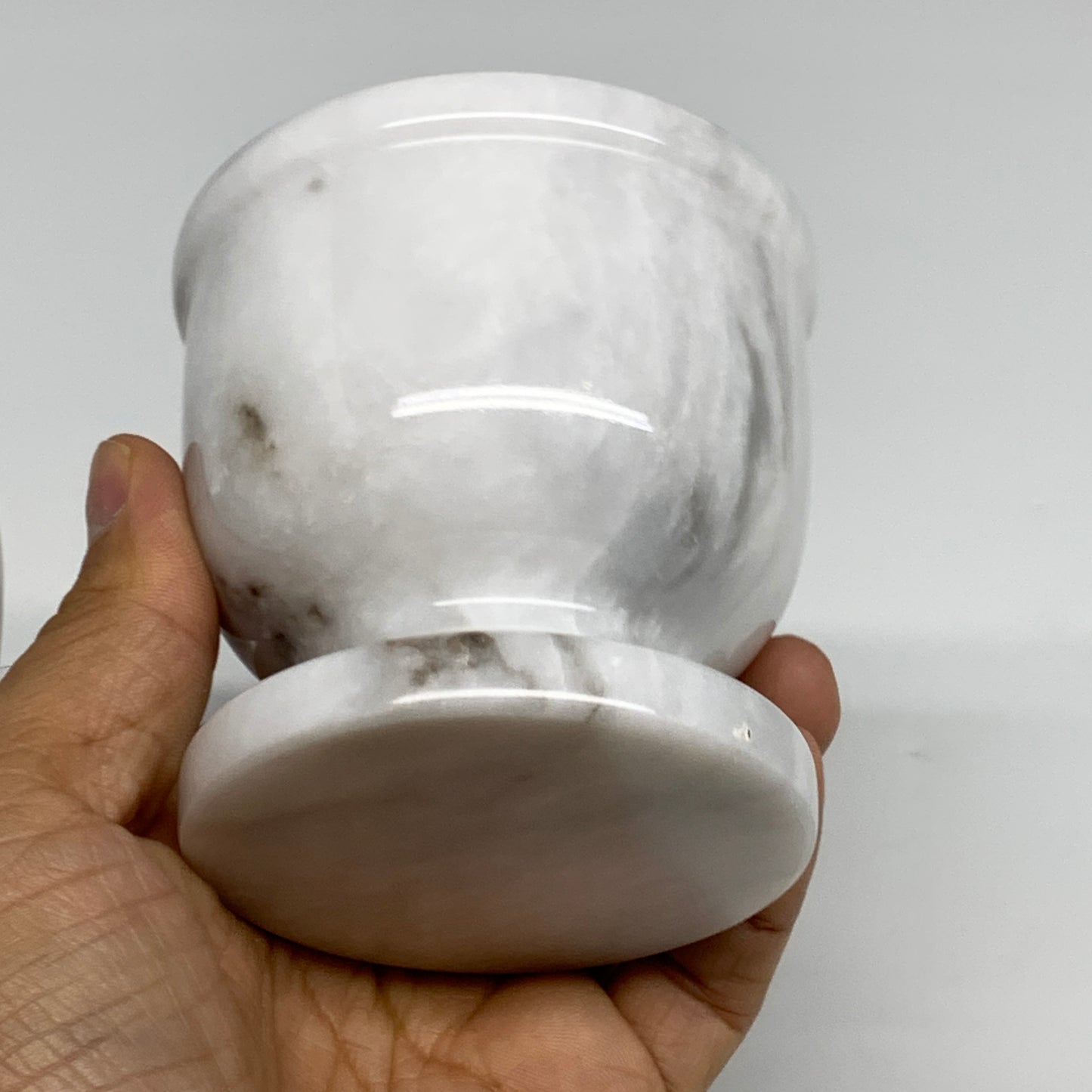 1.44 lbs, 3"x3", Natural Marble Crystal Pestle and Mortar Handmade, B32571