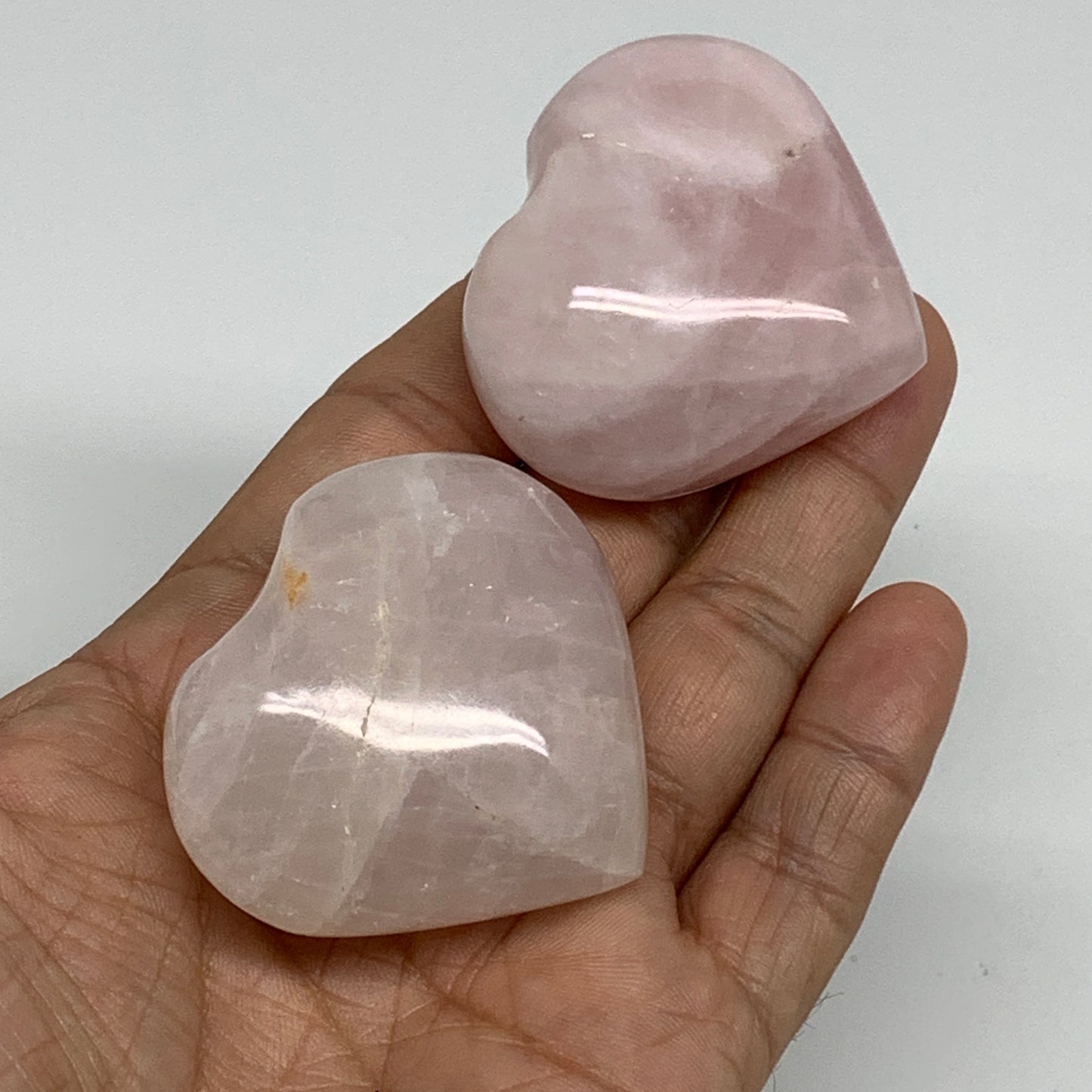 141.4g, 1.7"-1.8", 2pcs,  Rose Quartz Heart Healing Crystal @Madagascar, B34587