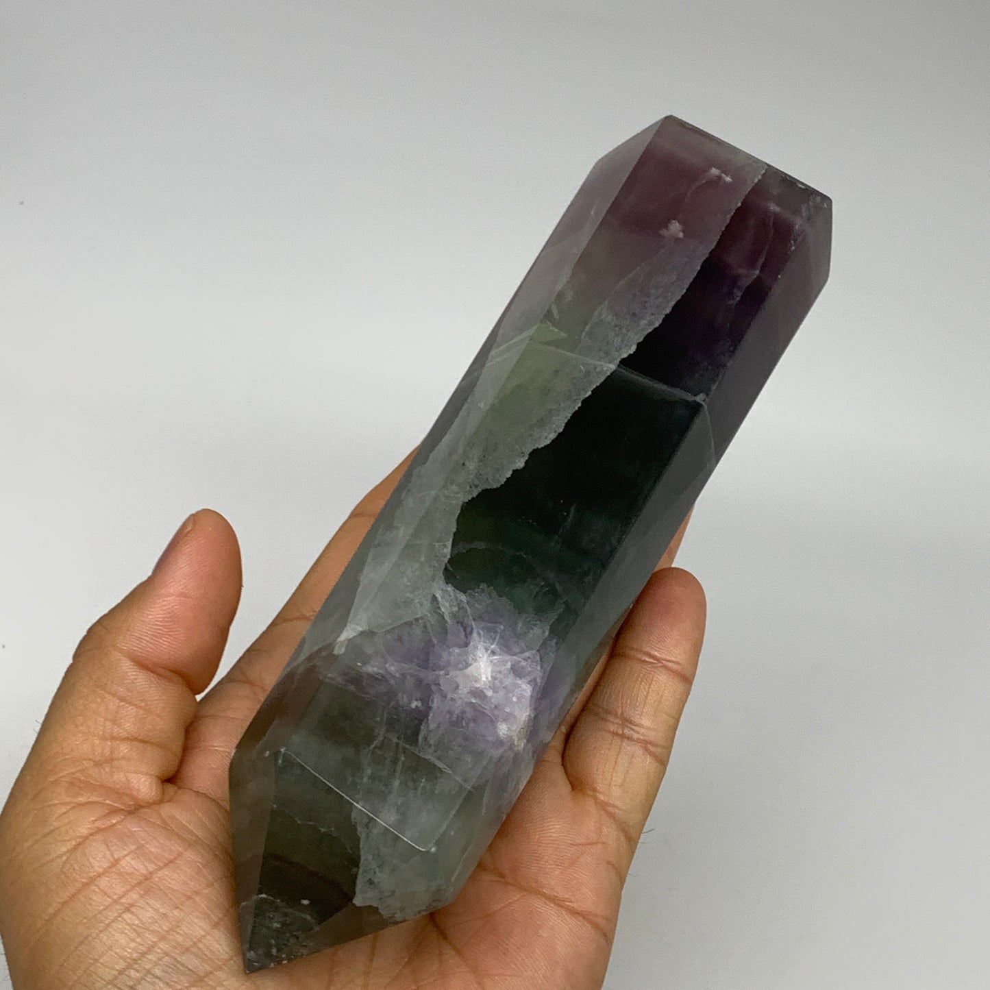 1.39 lbs,  6.6"x1.7"x1.6" Natural Fluorite Tower Obelisk Point Crystal, B29680