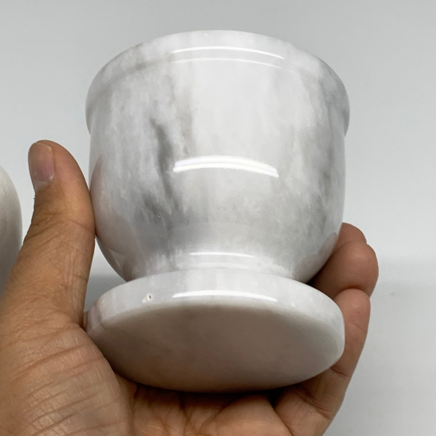 1.44 lbs, 3"x3", Natural Marble Crystal Pestle and Mortar Handmade, B32571