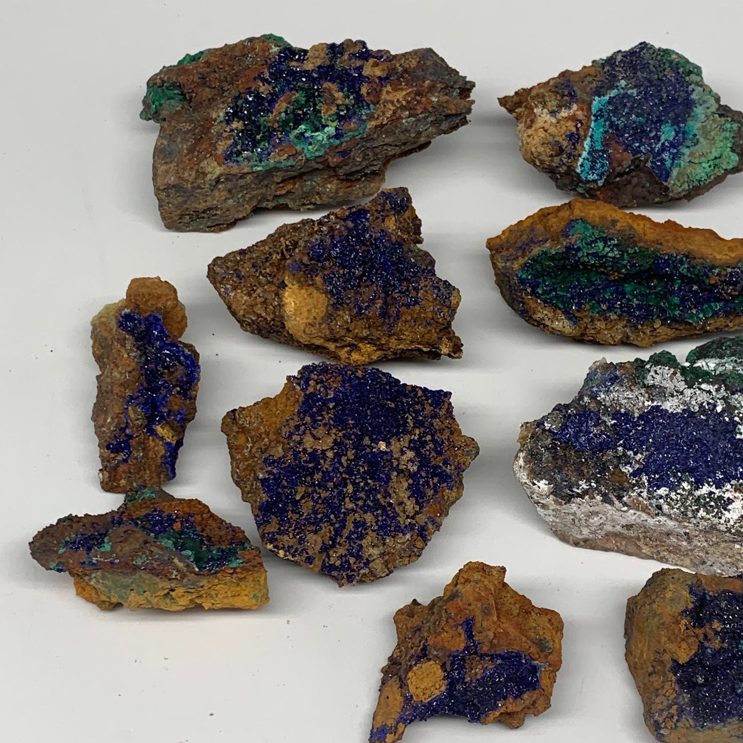 900g, 1.5"-3.6", 10pcs Lot, Azurite Malachite Mineral Specimen @Morocco, B11287