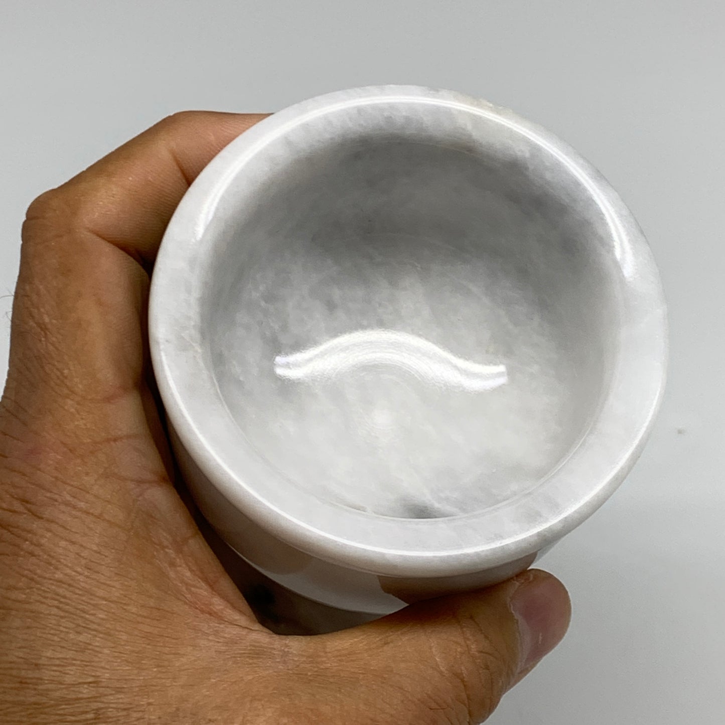 1.44 lbs, 3"x3", Natural Marble Crystal Pestle and Mortar Handmade, B32571