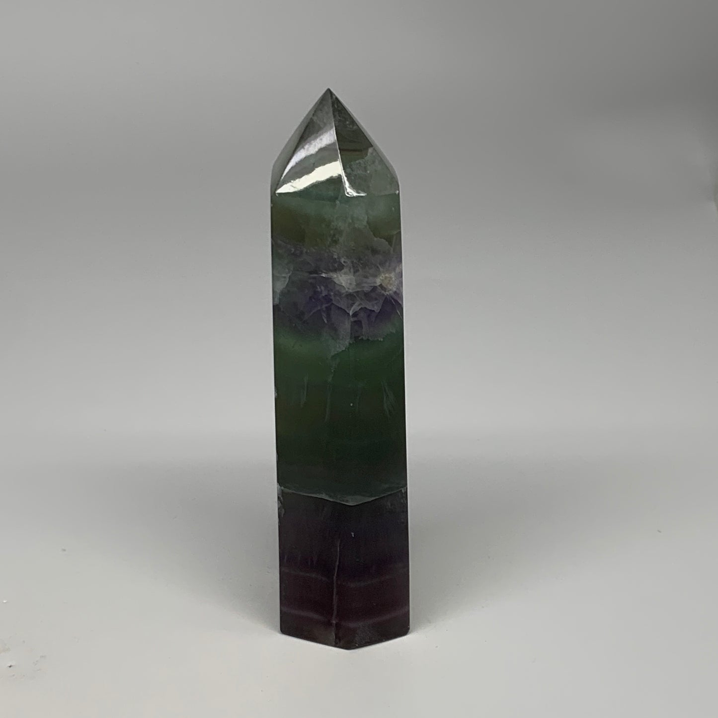 1.39 lbs,  6.6"x1.7"x1.6" Natural Fluorite Tower Obelisk Point Crystal, B29680