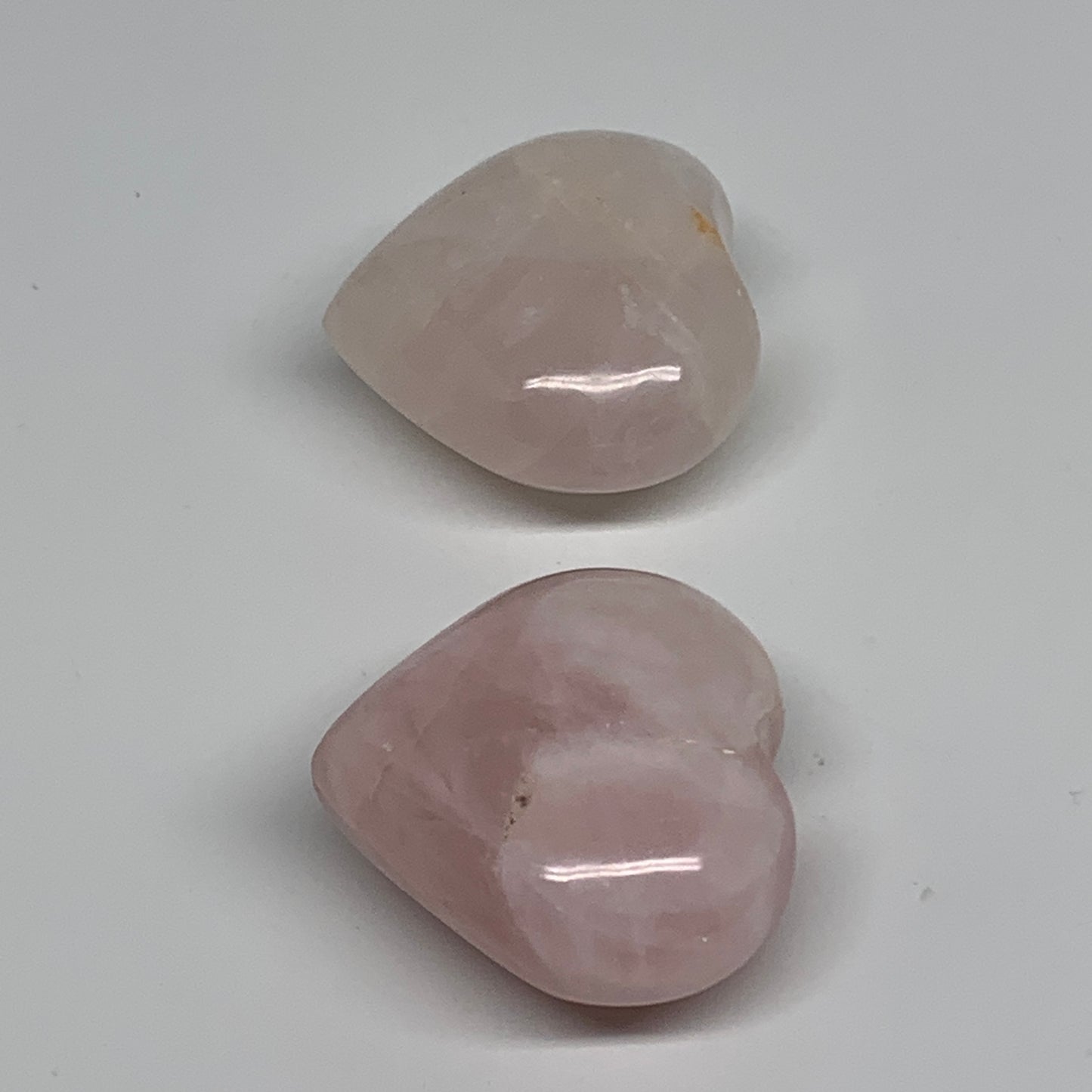 141.4g, 1.7"-1.8", 2pcs,  Rose Quartz Heart Healing Crystal @Madagascar, B34587