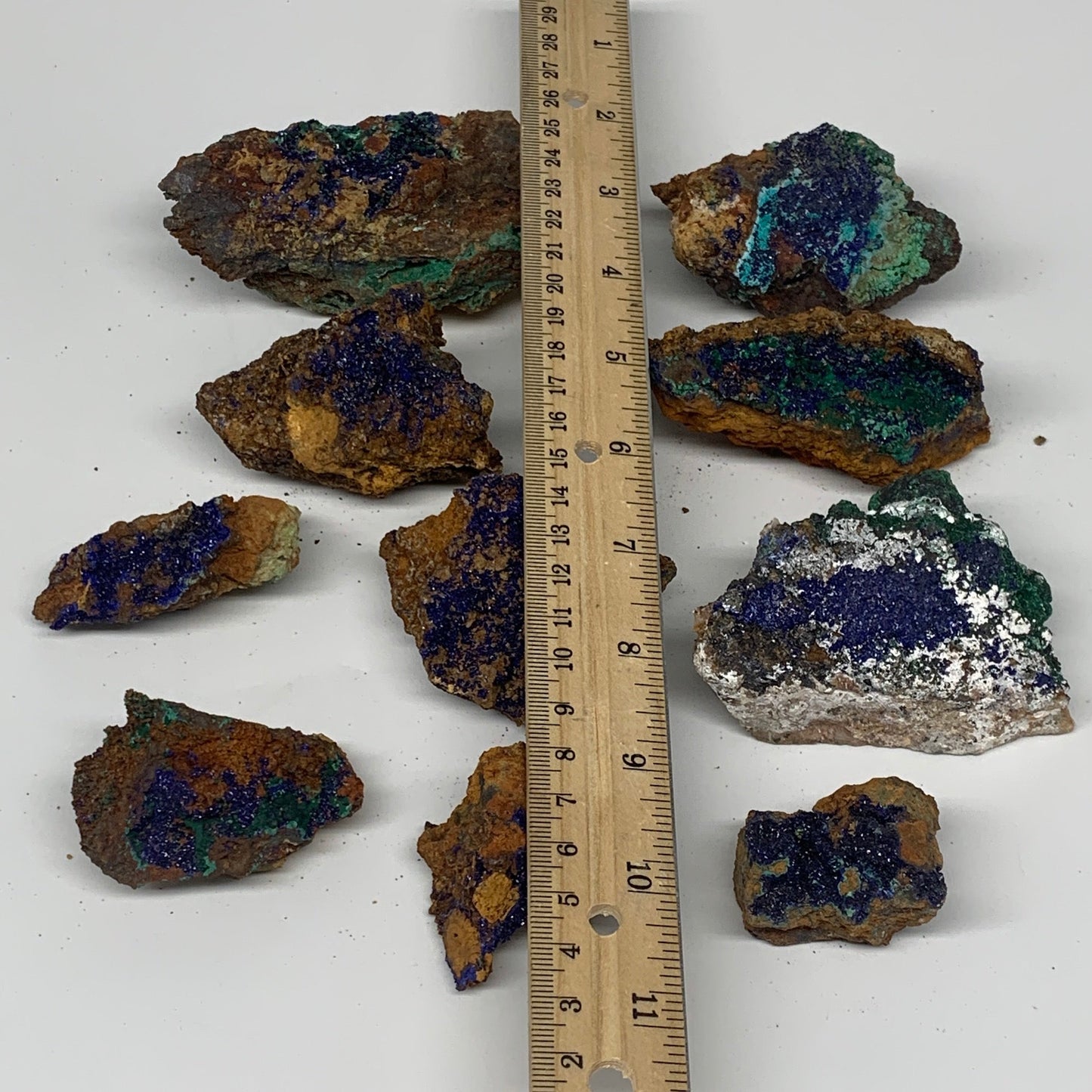 900g, 1.5"-3.6", 10pcs Lot, Azurite Malachite Mineral Specimen @Morocco, B11287