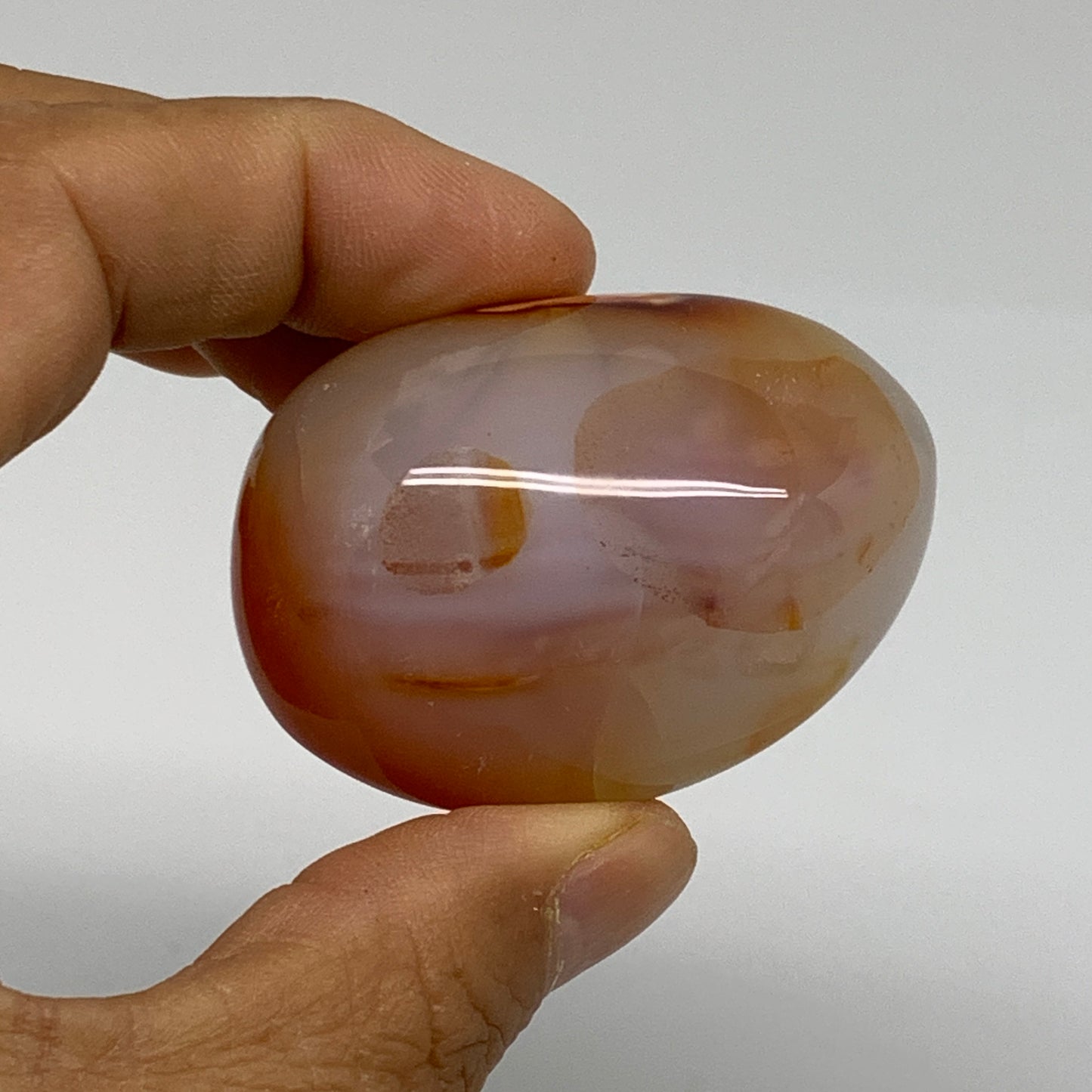 216g, 1.9"-2", 3pcs, Red Carnelian Palm-Stone Gem Crystal Polished, B37625