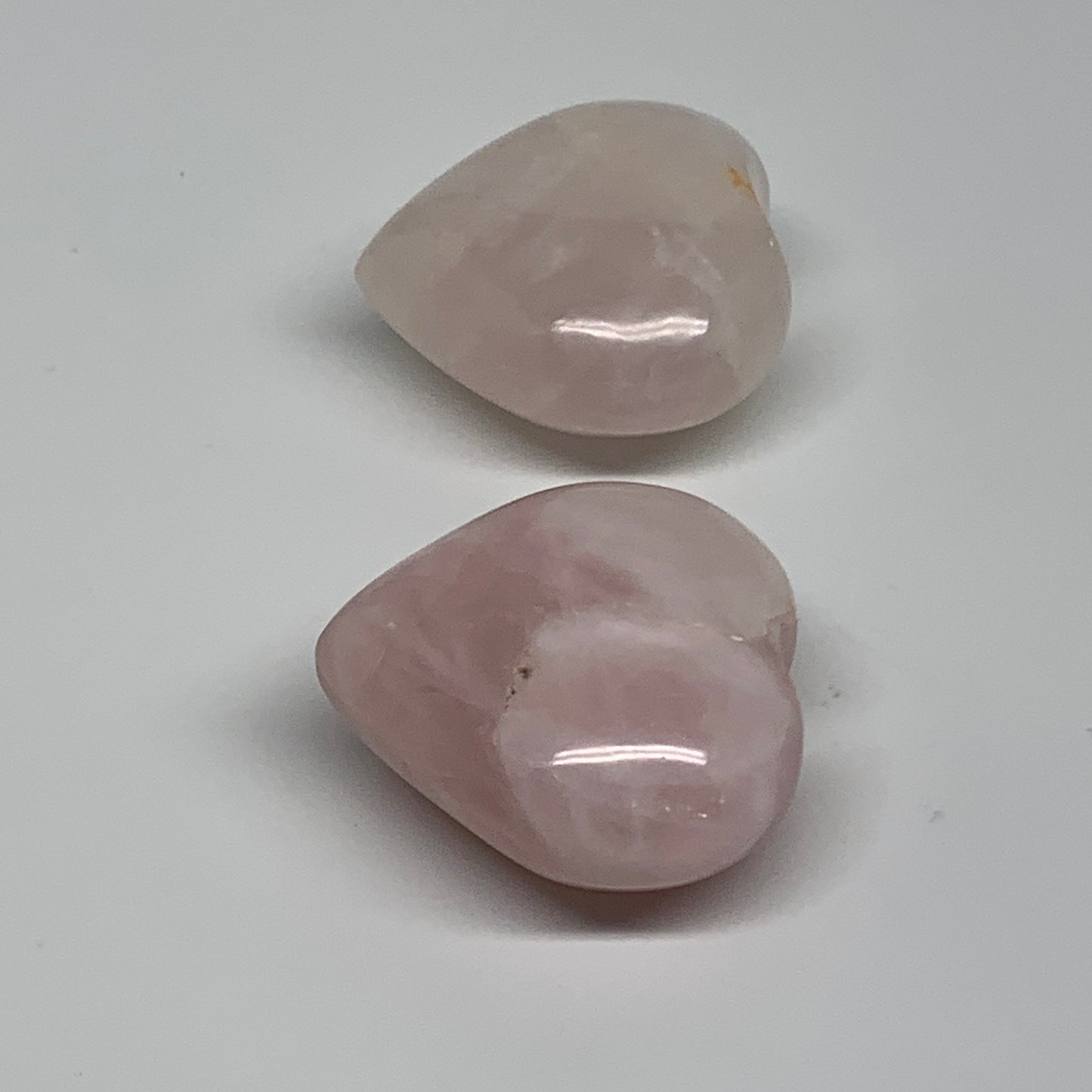 141.4g, 1.7"-1.8", 2pcs,  Rose Quartz Heart Healing Crystal @Madagascar, B34587