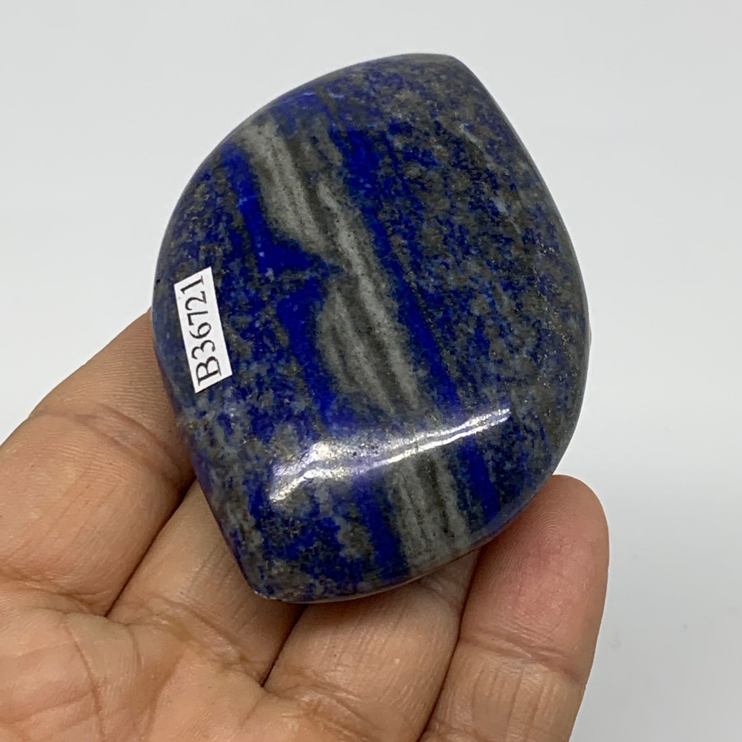 114.3g, 2.5"x1.9"x0.8", Natural Lapis Lazuli Palm Stone @Afghanistan, B36721